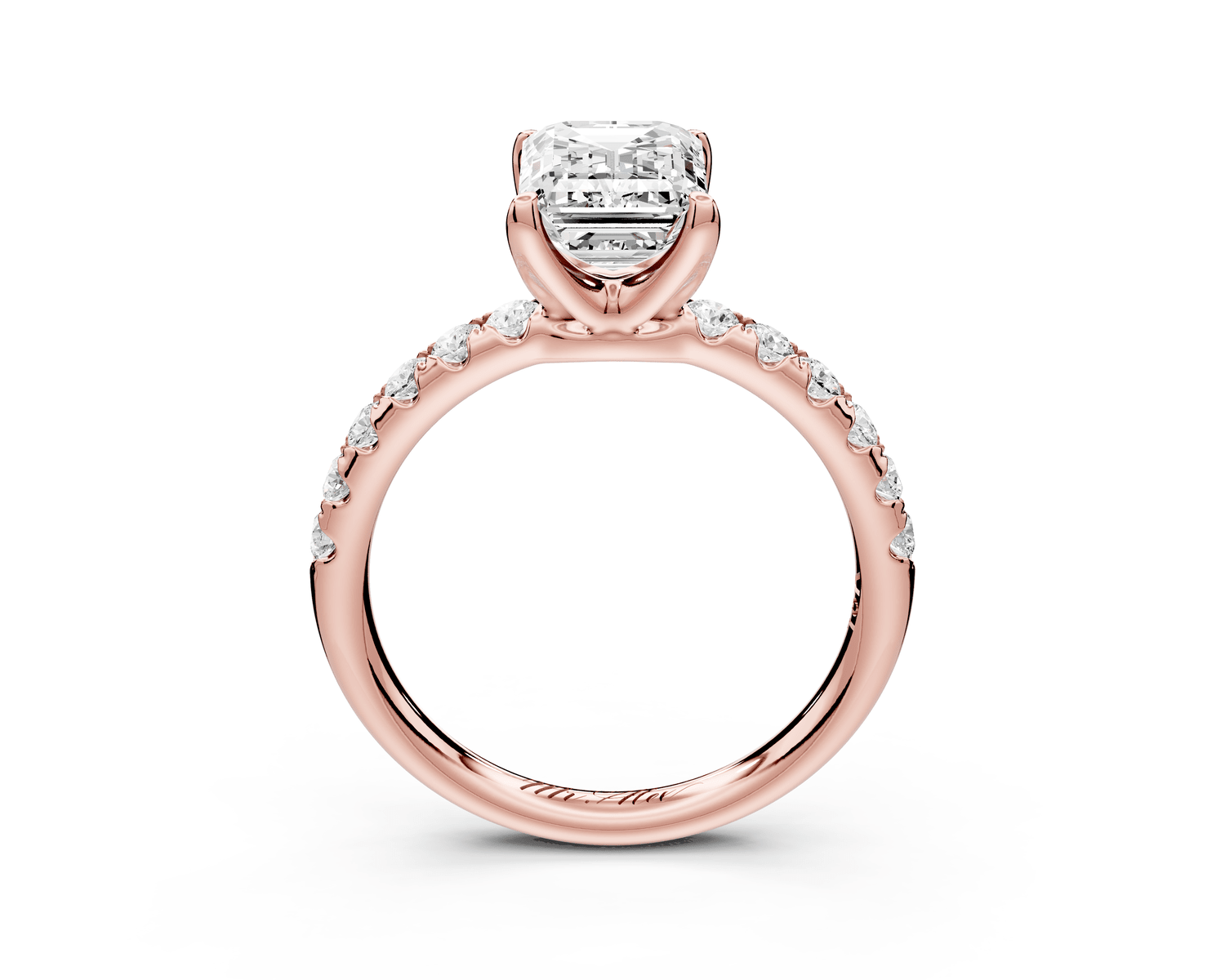 Valeria - 2ct 14k rose gold emerald Scalloped Pavé Half Band Engagement Ring - Mr. Alex Jewelry