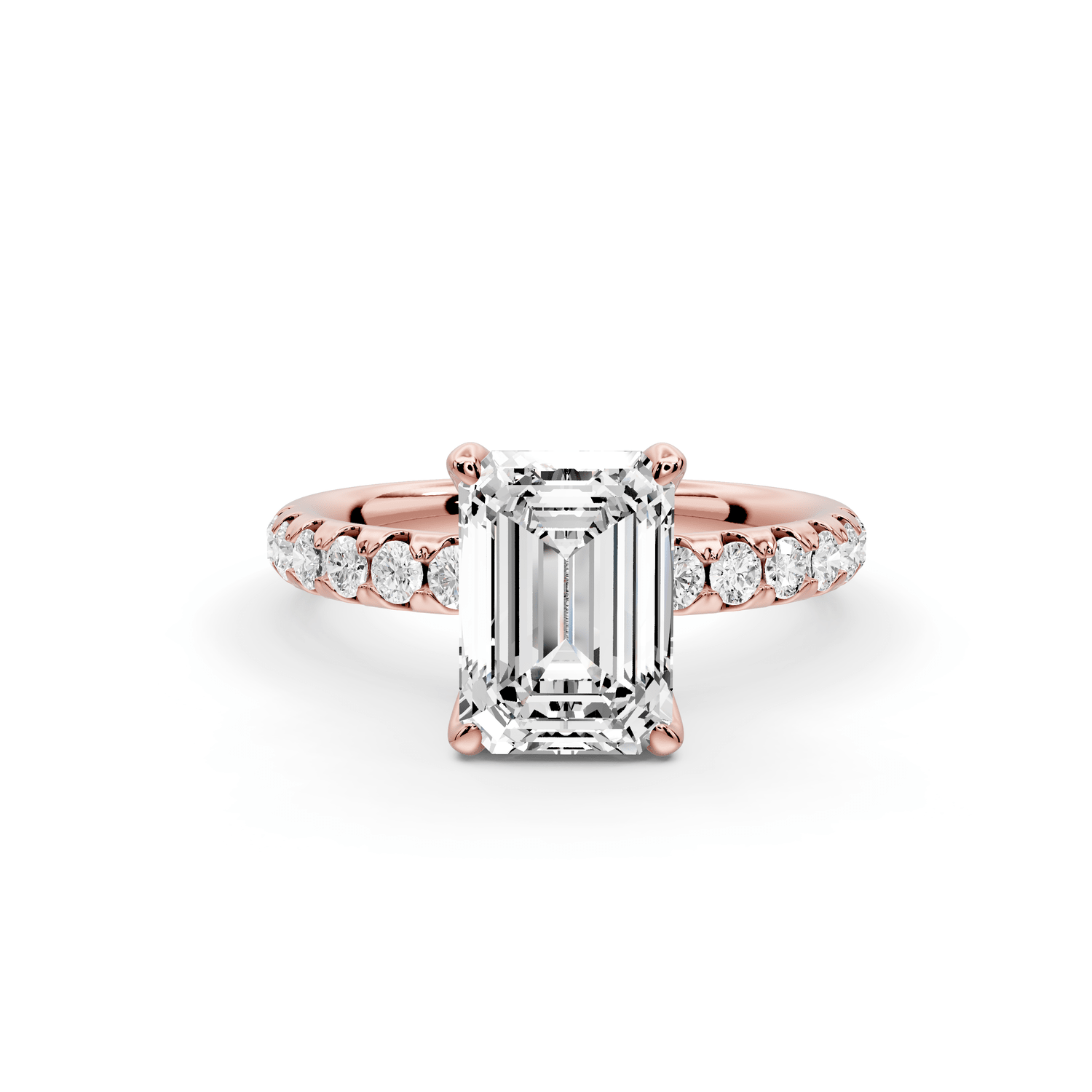 Valeria - 2ct 14k rose gold emerald Scalloped Pavé Half Band Engagement Ring - Mr. Alex Jewelry