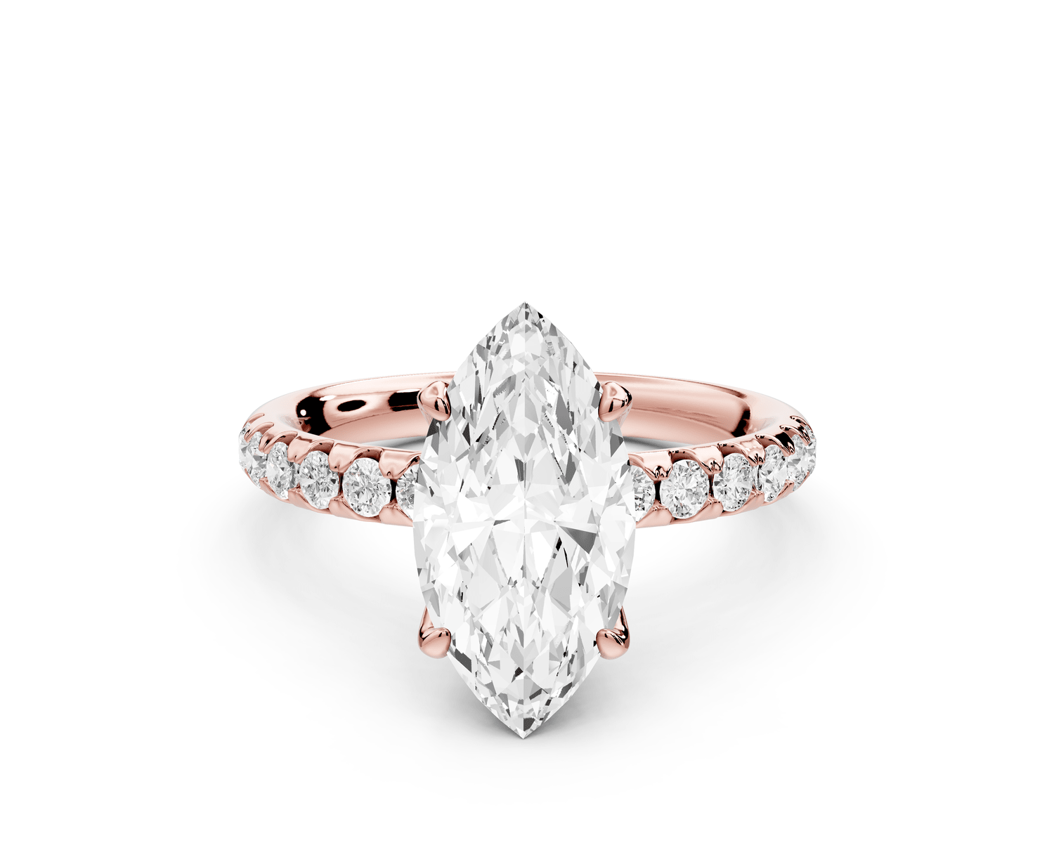 Valeria - 2ct 14k rose gold marquise Scalloped Pavé Half Band Engagement Ring - Mr. Alex Jewelry