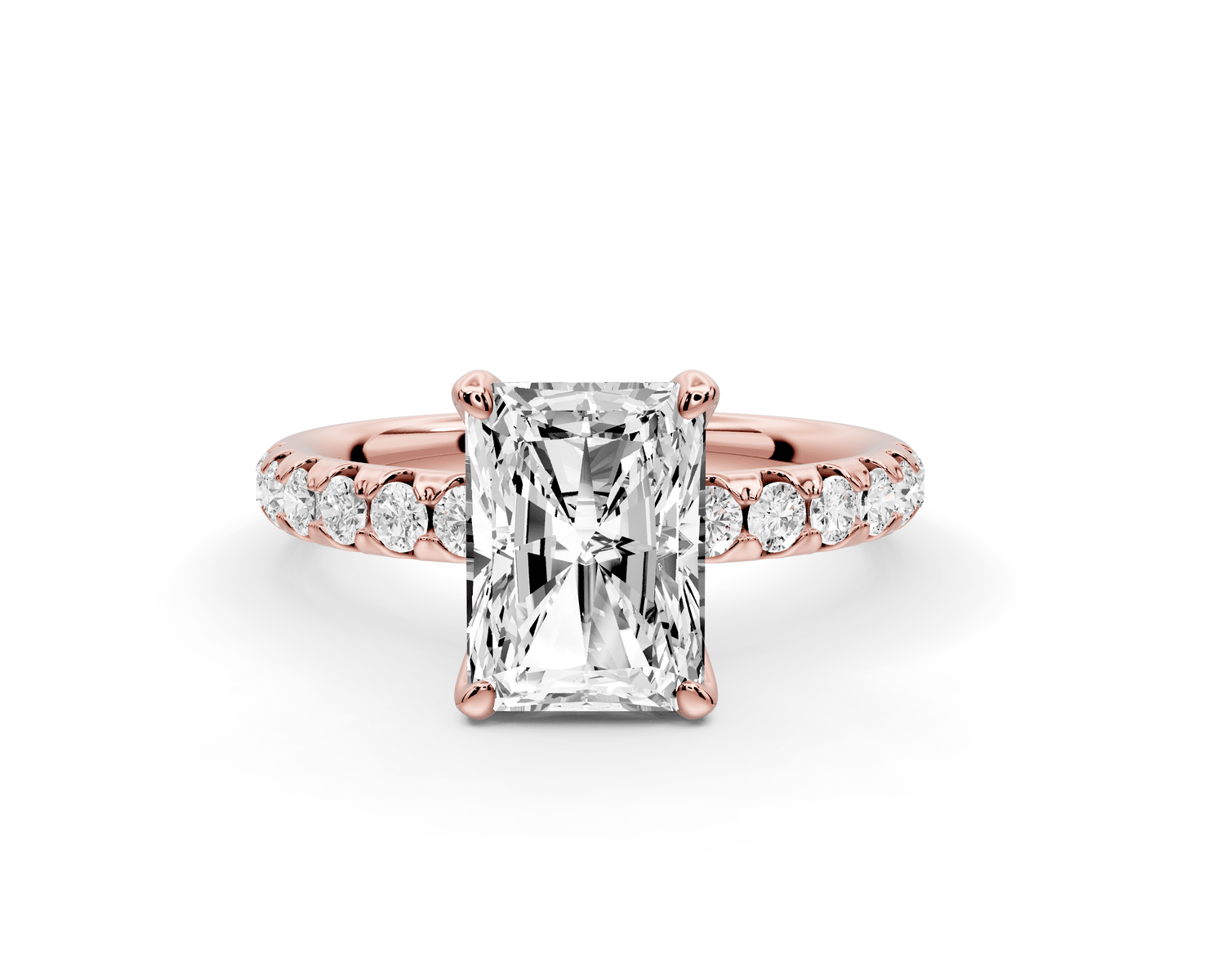 Valeria - 2ct 14k rose gold radiant Scalloped Pavé Half Band Engagement Ring - Mr. Alex Jewelry