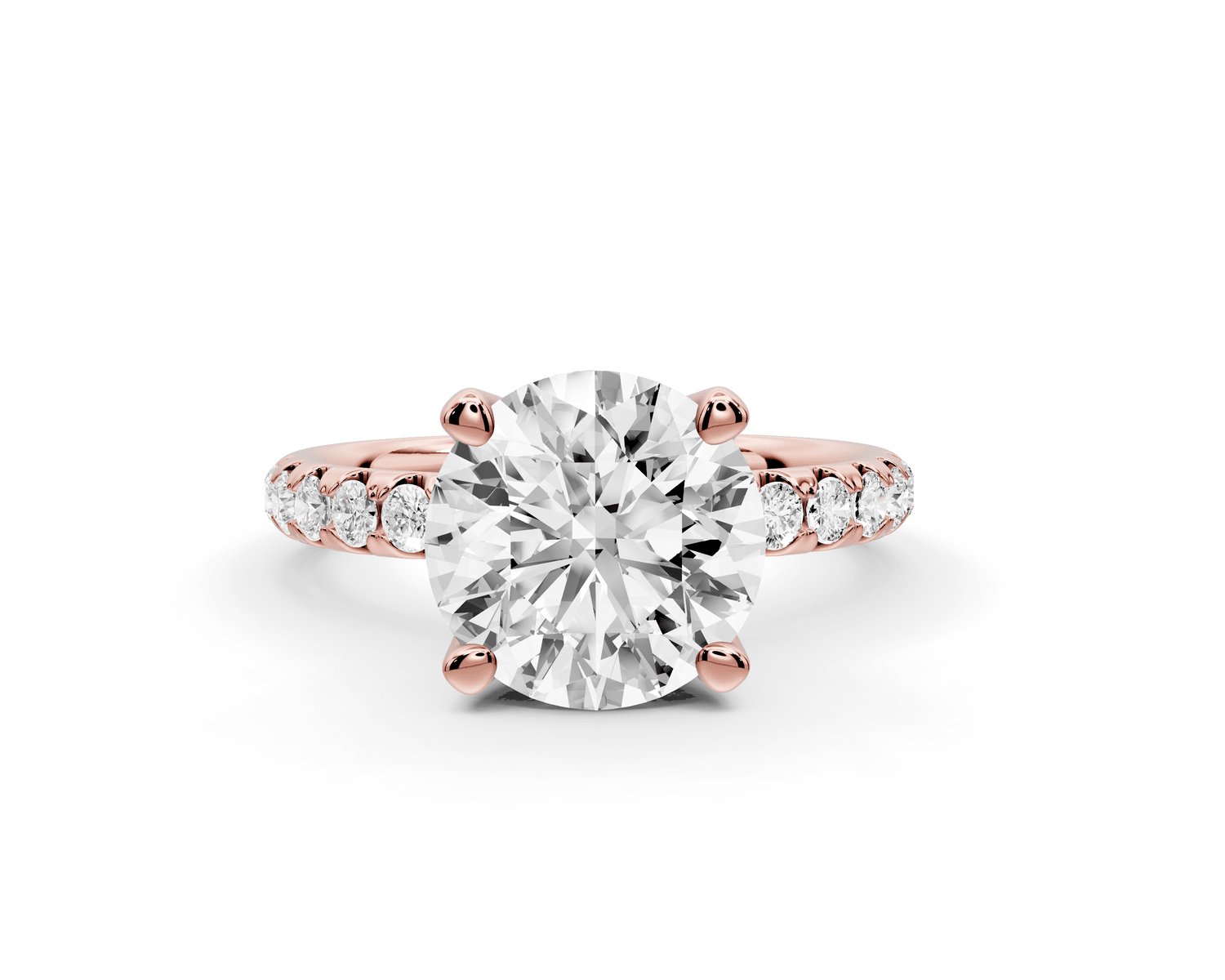 Valeria - 2ct 14k rose gold round Scalloped Pavé Half Band Engagement Ring - Mr. Alex Jewelry