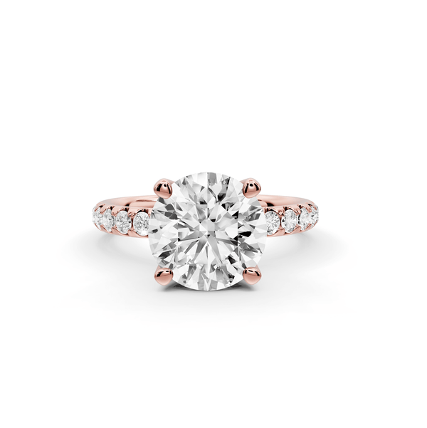 Valeria - 2ct 14k rose gold round Scalloped Pavé Half Band Engagement Ring - Mr. Alex Jewelry