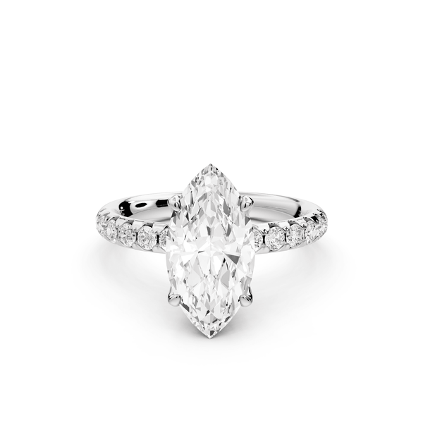 Valeria - 2ct 14k white gold marquise Scalloped Pavé Half Band Engagement Ring - Mr. Alex Jewelry