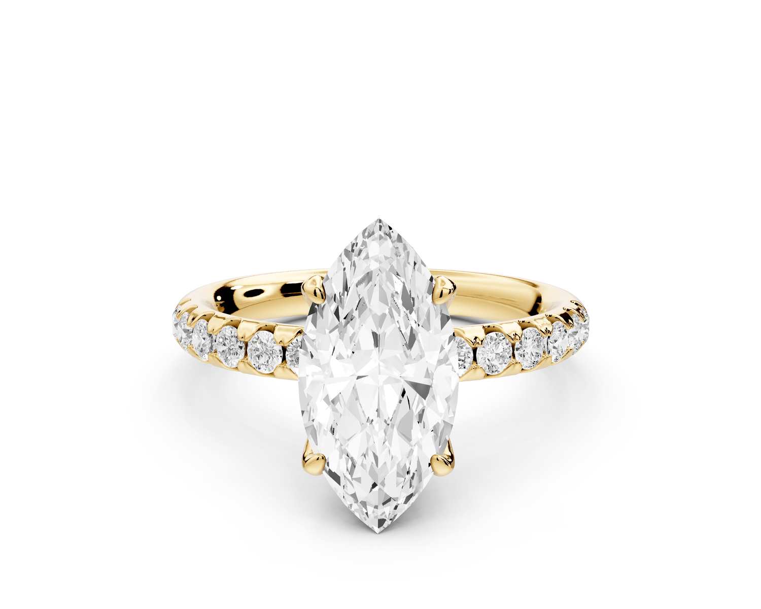Valeria - 2ct 14k yellow gold marquise Scalloped Pavé Half Band Engagement Ring - Mr. Alex Jewelry