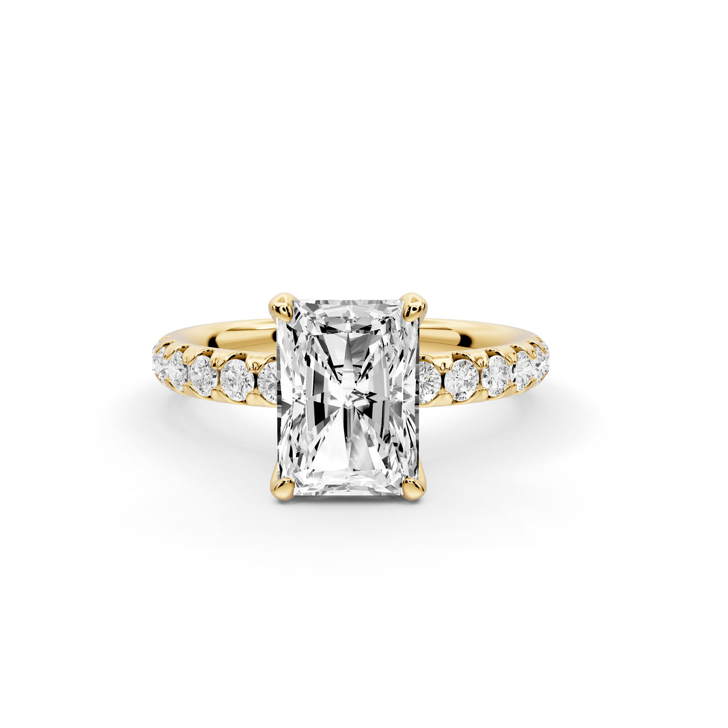 Valeria - 2ct 14k yellow gold radiant Scalloped Pavé Half Band Engagement Ring - Mr. Alex Jewelry