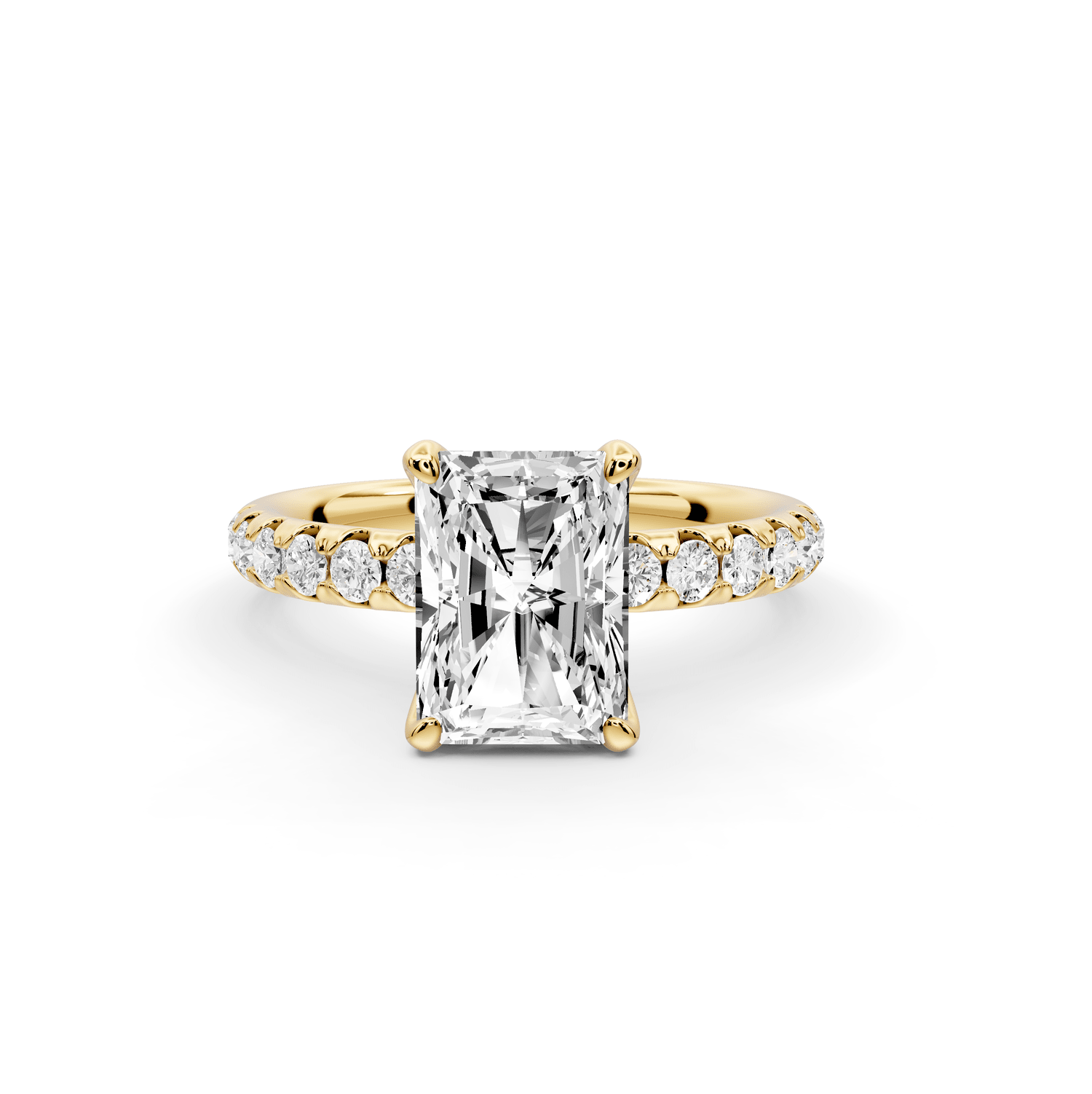 Valeria - 2ct 14k yellow gold radiant Scalloped Pavé Half Band Engagement Ring - Mr. Alex Jewelry