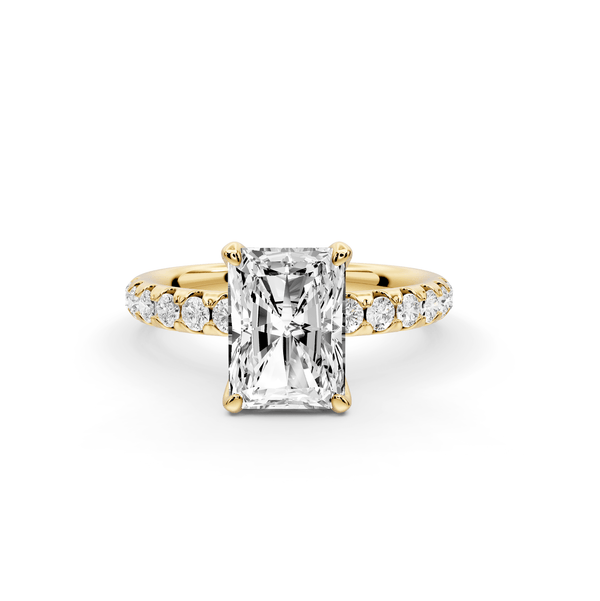 Valeria - 2ct 14k yellow gold radiant Scalloped Pavé Half Band Engagement Ring - Mr. Alex Jewelry