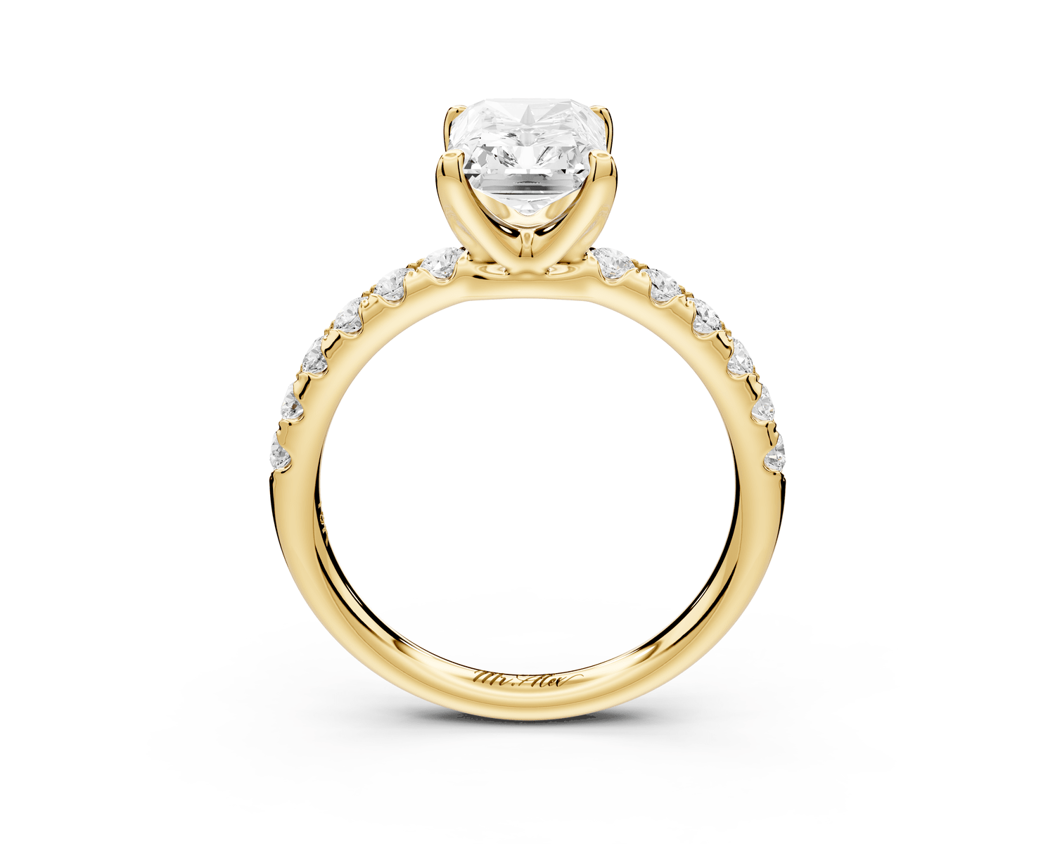 Valeria - 2ct 14k yellow gold radiant Scalloped Pavé Half Band Engagement Ring - Mr. Alex Jewelry
