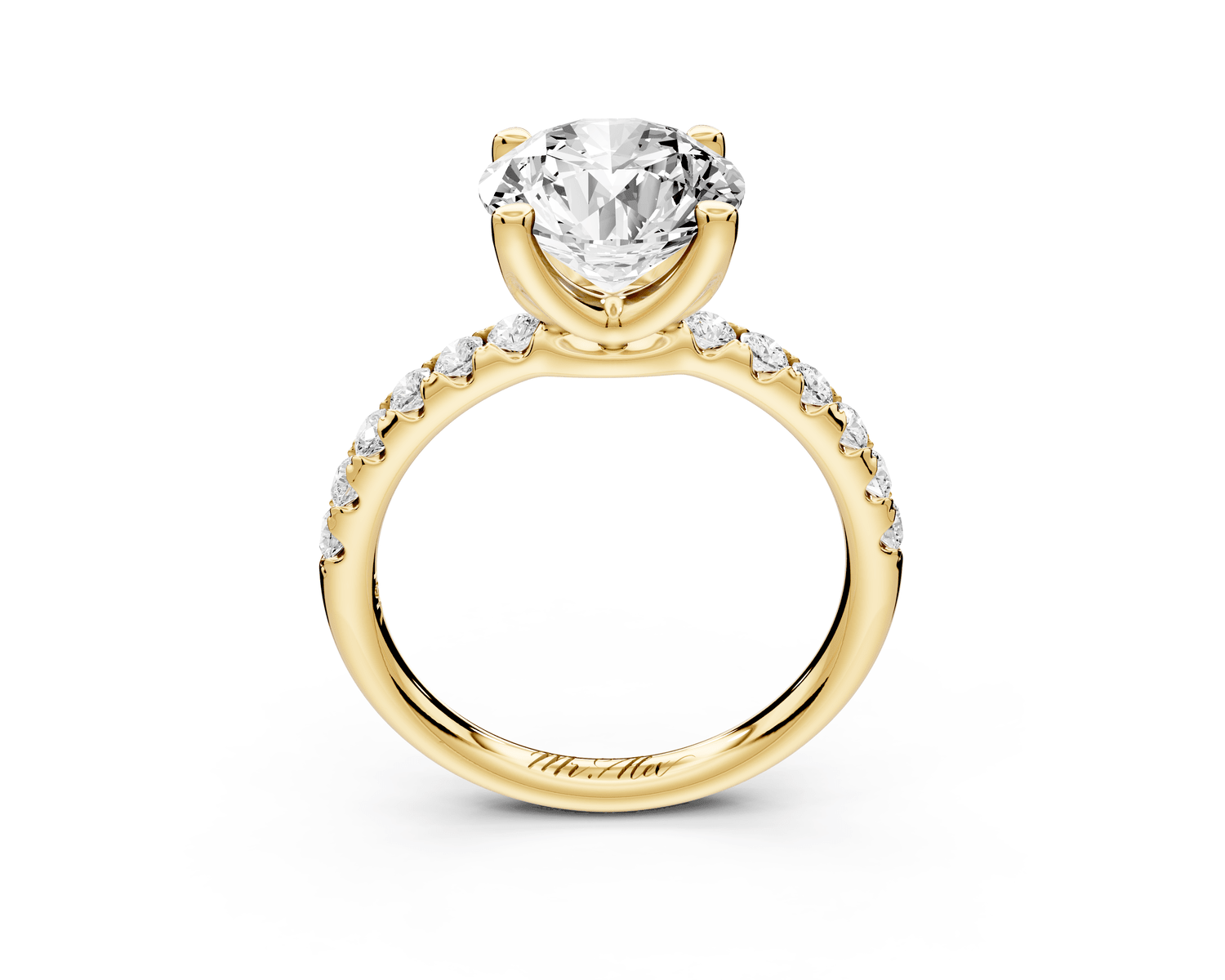 Valeria - 2ct 14k yellow gold round Scalloped Pavé Half Band Engagement Ring - Mr. Alex Jewelry