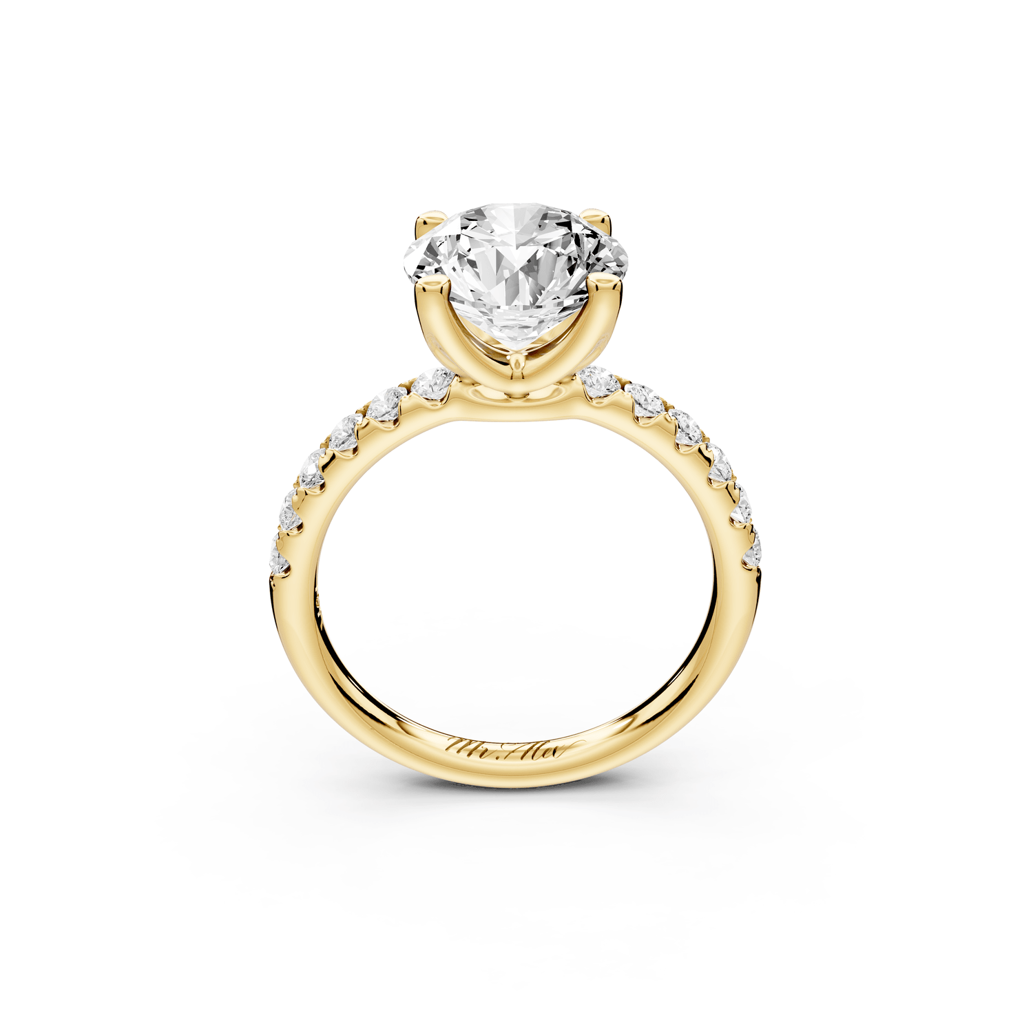 Valeria - 2ct 14k yellow gold round Scalloped Pavé Half Band Engagement Ring - Mr. Alex Jewelry