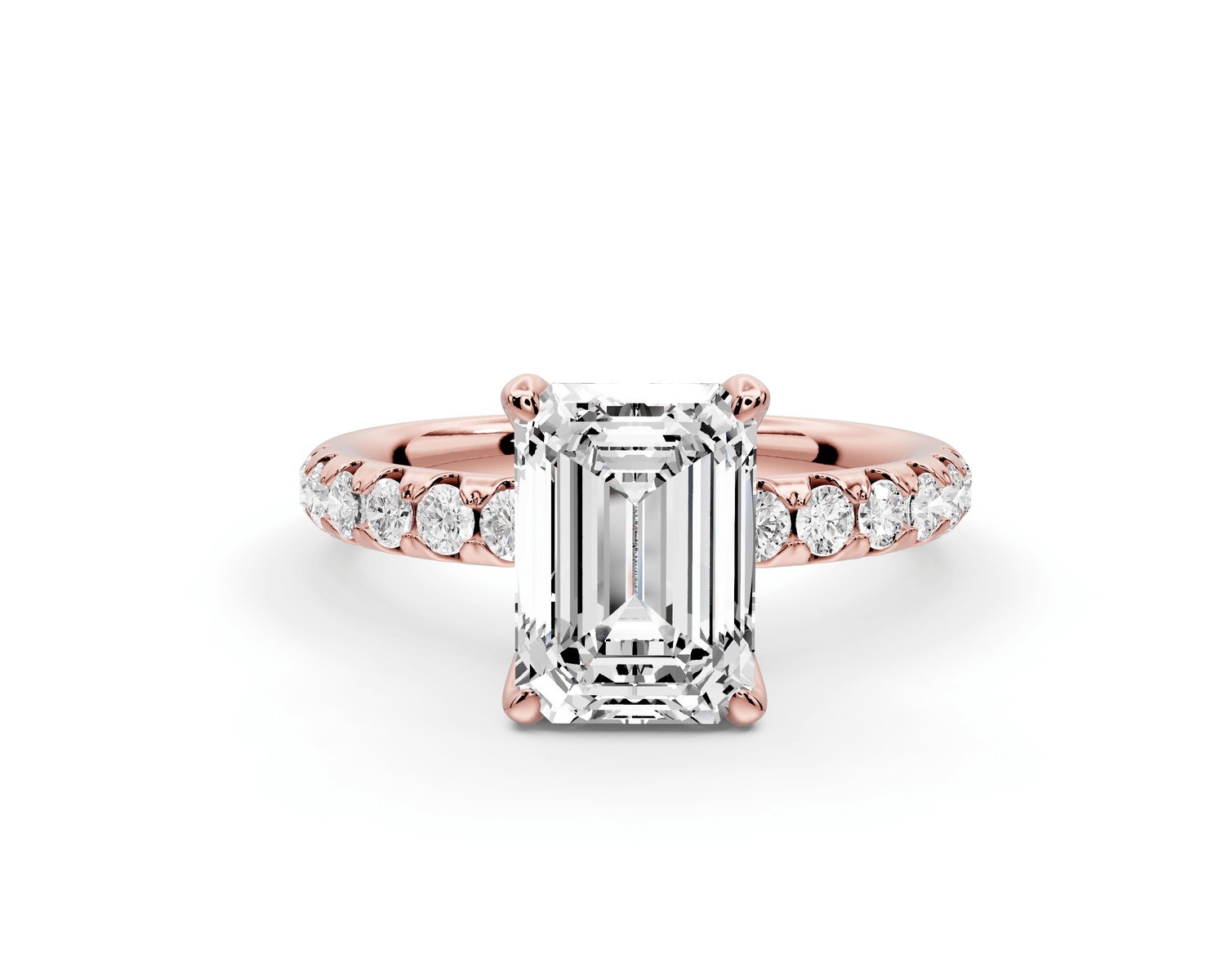 Valeria - 2ct 18k rose gold emerald Scalloped Pavé Half Band Engagement Ring - Mr. Alex Jewelry