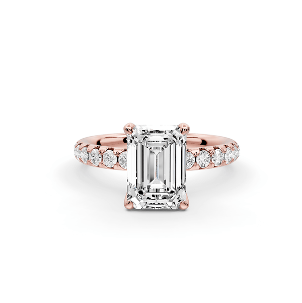 Valeria - 2ct 18k rose gold emerald Scalloped Pavé Half Band Engagement Ring - Mr. Alex Jewelry