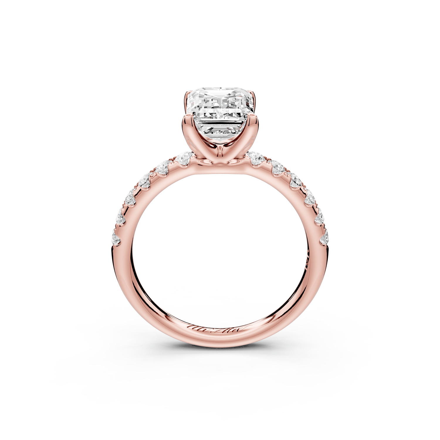 Valeria - 2ct 18k rose gold emerald Scalloped Pavé Half Band Engagement Ring - Mr. Alex Jewelry