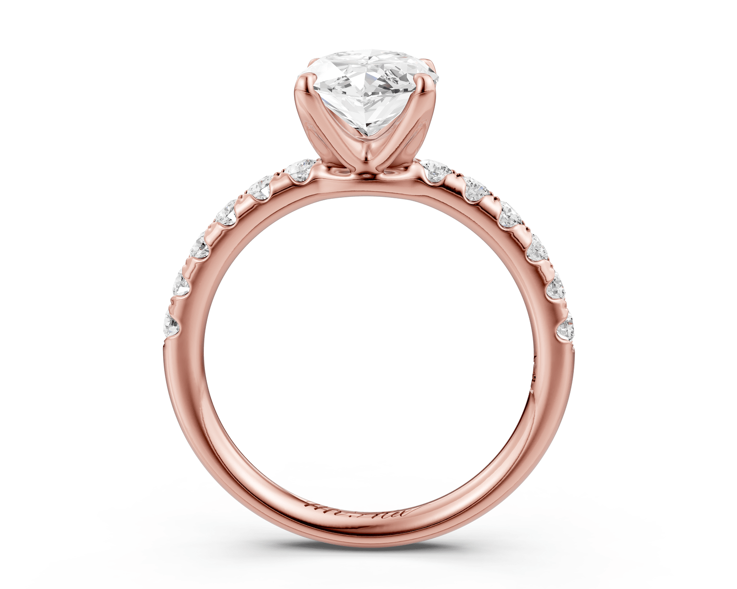 Valeria - 2ct 18k rose gold marquise Scalloped Pavé Half Band Engagement Ring - Mr. Alex Jewelry