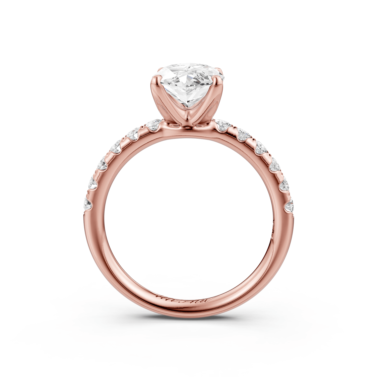 Valeria - 2ct 18k rose gold marquise Scalloped Pavé Half Band Engagement Ring - Mr. Alex Jewelry
