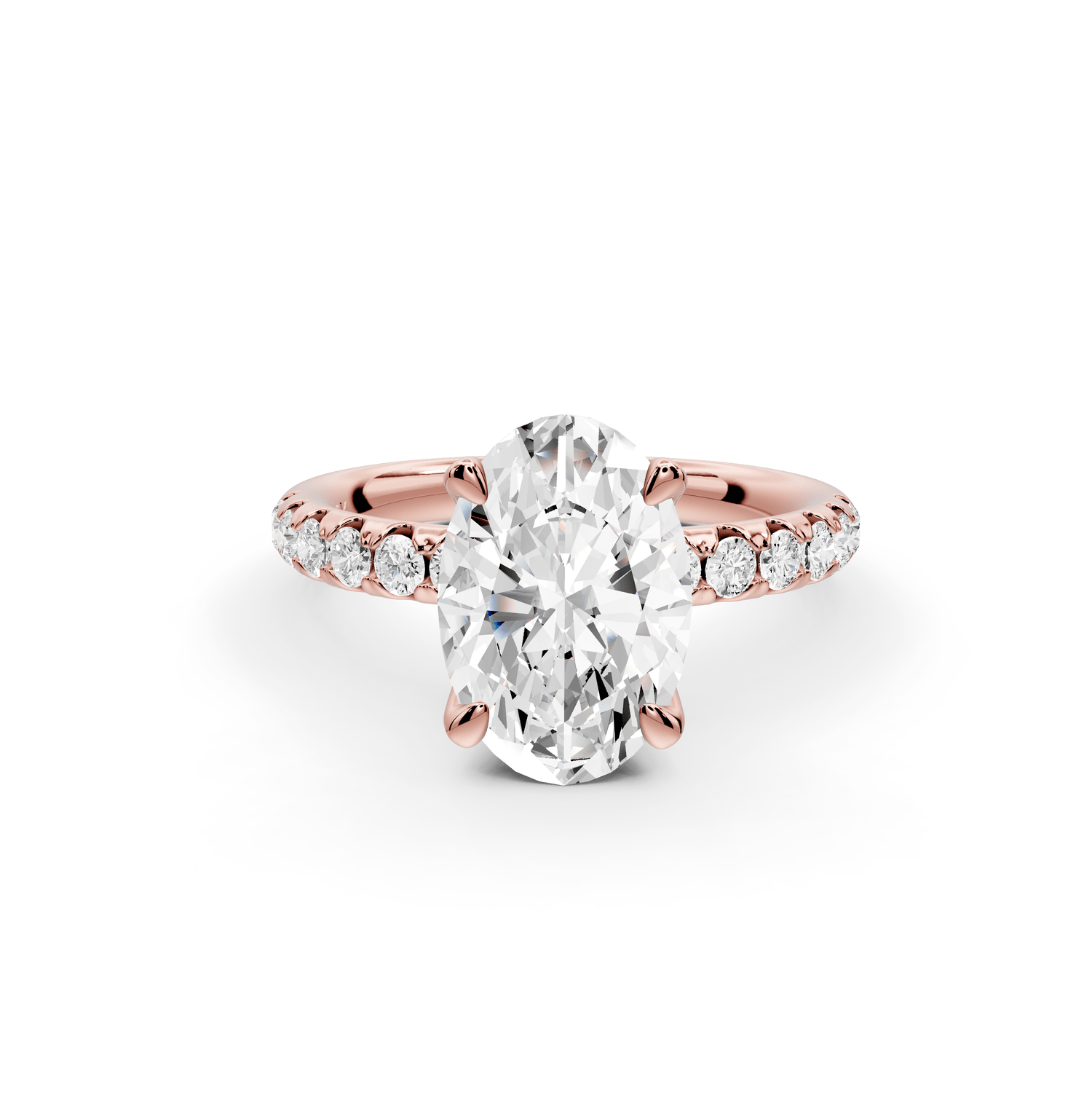 Valeria - 2ct 18k rose gold oval Scalloped Pavé Half Band Engagement Ring - Mr. Alex Jewelry