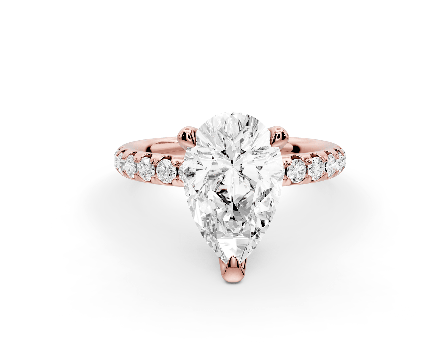 Valeria - 2ct 18k rose gold pear Scalloped Pavé Half Band Engagement Ring - Mr. Alex Jewelry