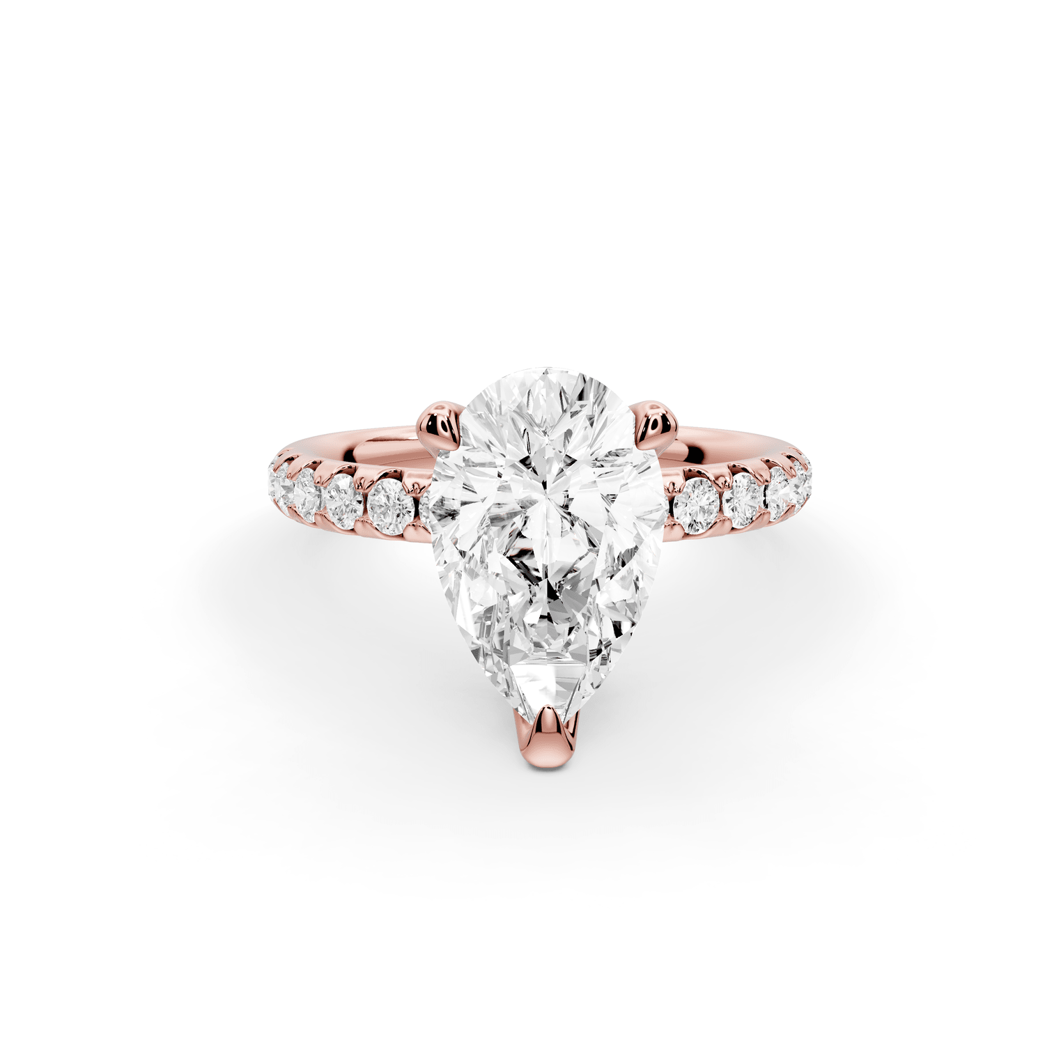 Valeria - 2ct 18k rose gold pear Scalloped Pavé Half Band Engagement Ring - Mr. Alex Jewelry