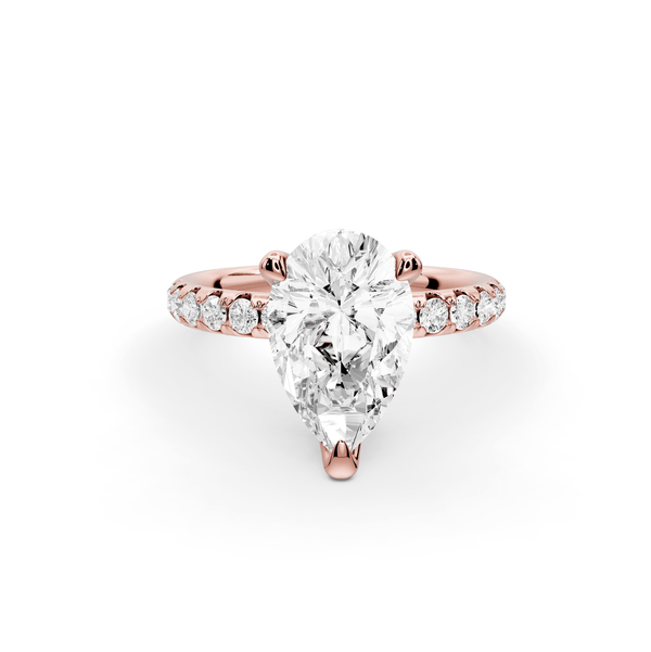 Valeria - 2ct 18k rose gold pear Scalloped Pavé Half Band Engagement Ring - Mr. Alex Jewelry
