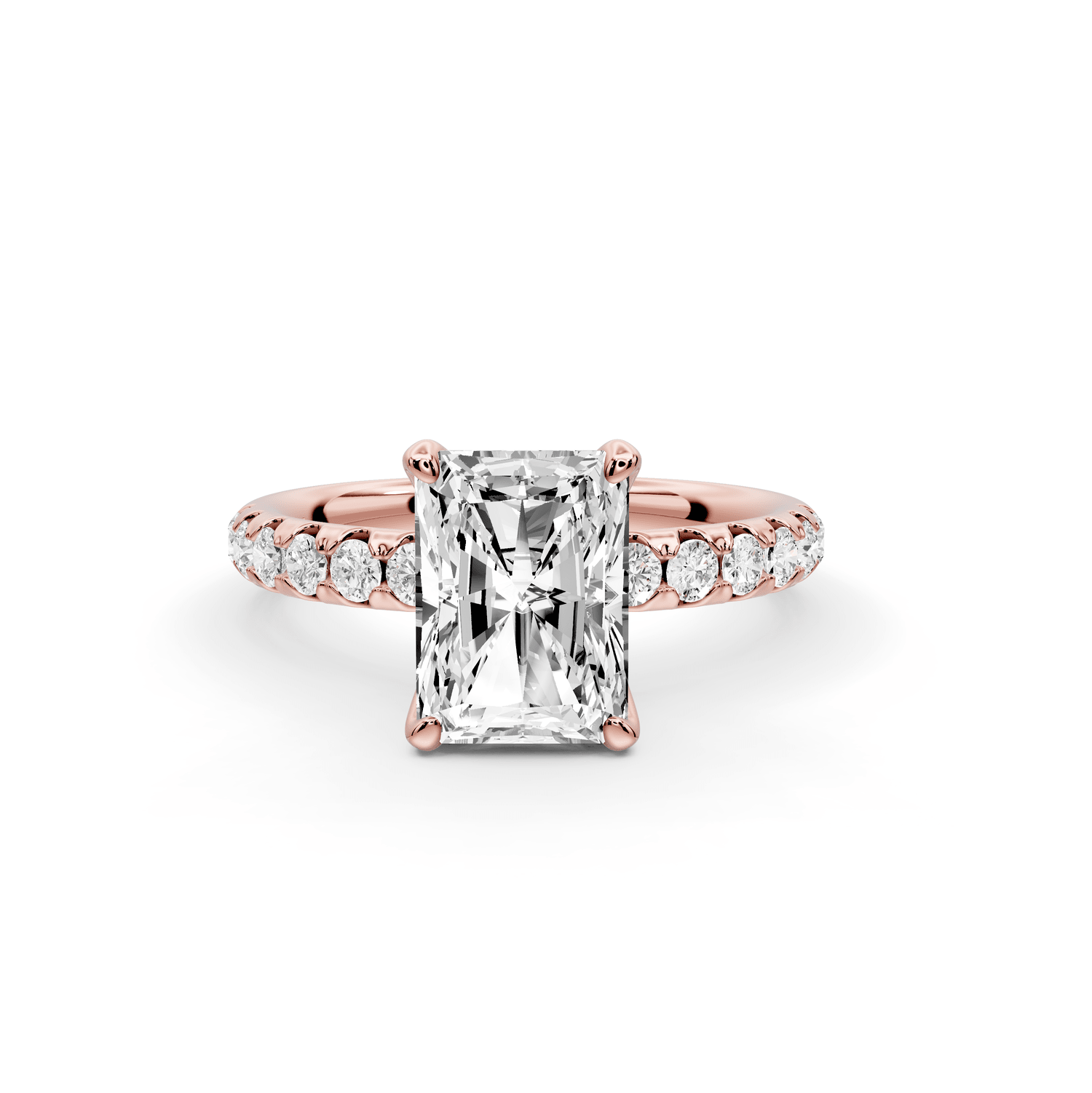 Valeria - 2ct 18k rose gold radiant Scalloped Pavé Half Band Engagement Ring - Mr. Alex Jewelry