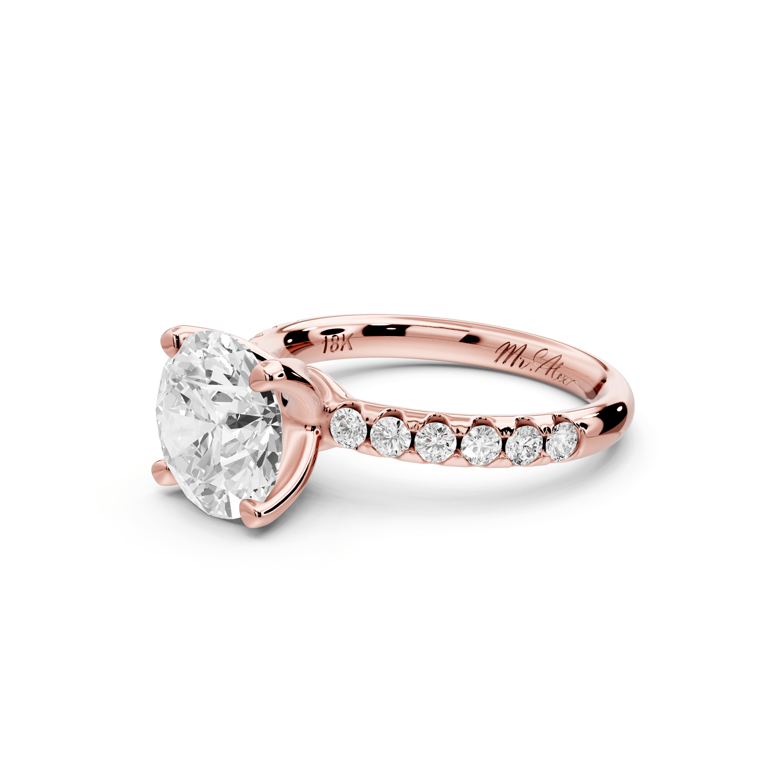 Valeria - 2ct 18k rose gold round Scalloped Pavé Half Band Engagement Ring - Mr. Alex Jewelry