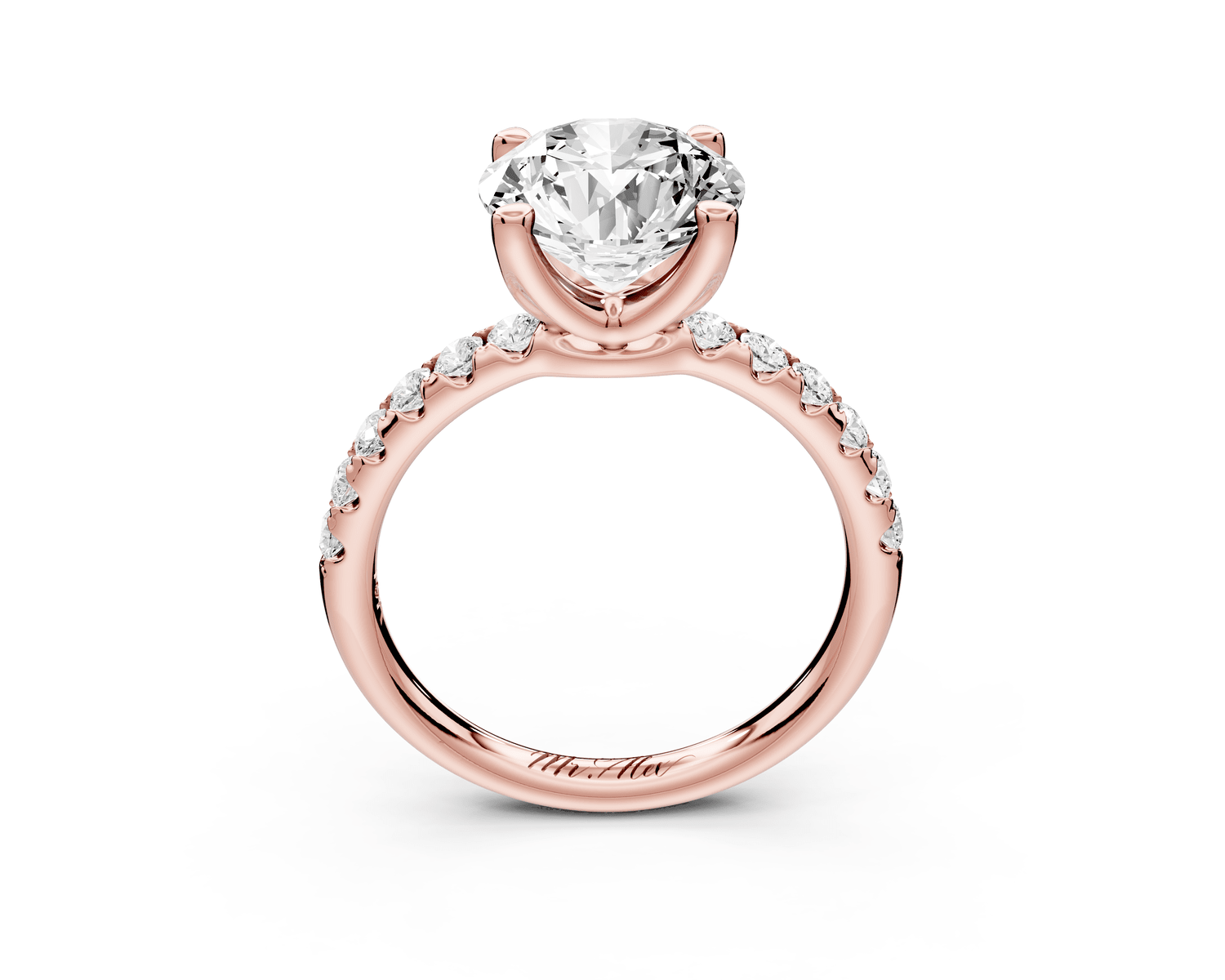 Valeria - 2ct 18k rose gold round Scalloped Pavé Half Band Engagement Ring - Mr. Alex Jewelry