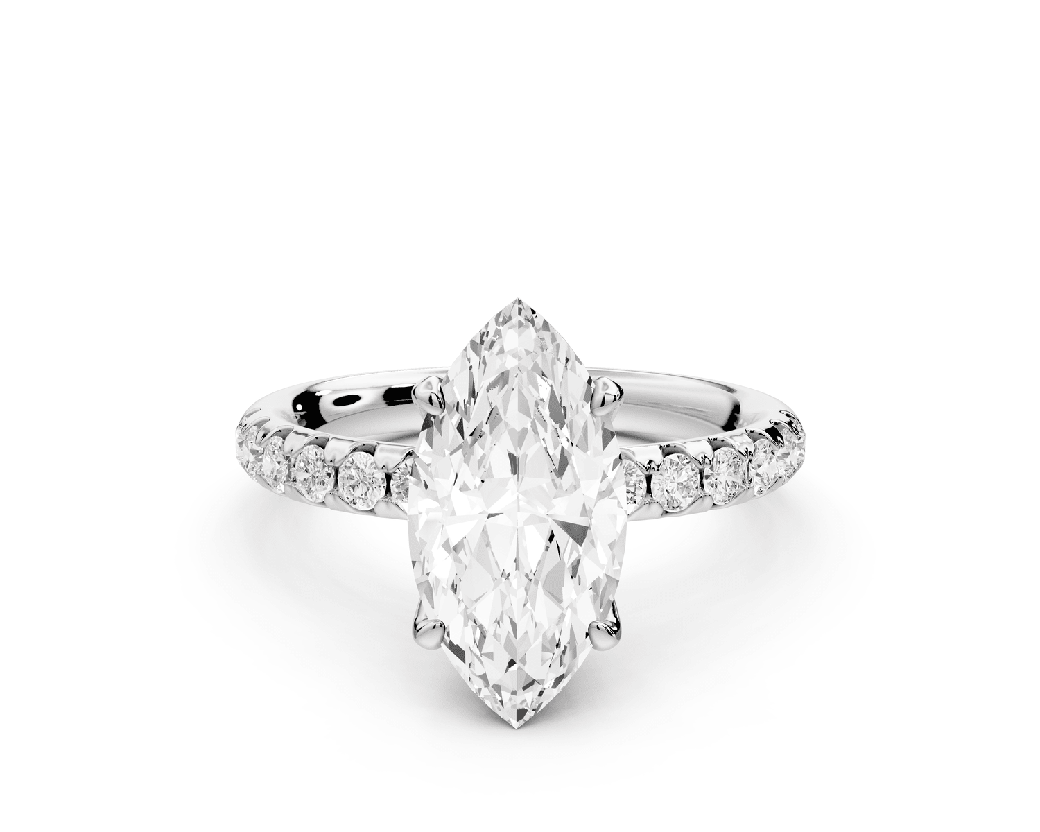 Valeria - 2ct 18k white gold marquise Scalloped Pavé Half Band Engagement Ring - Mr. Alex Jewelry