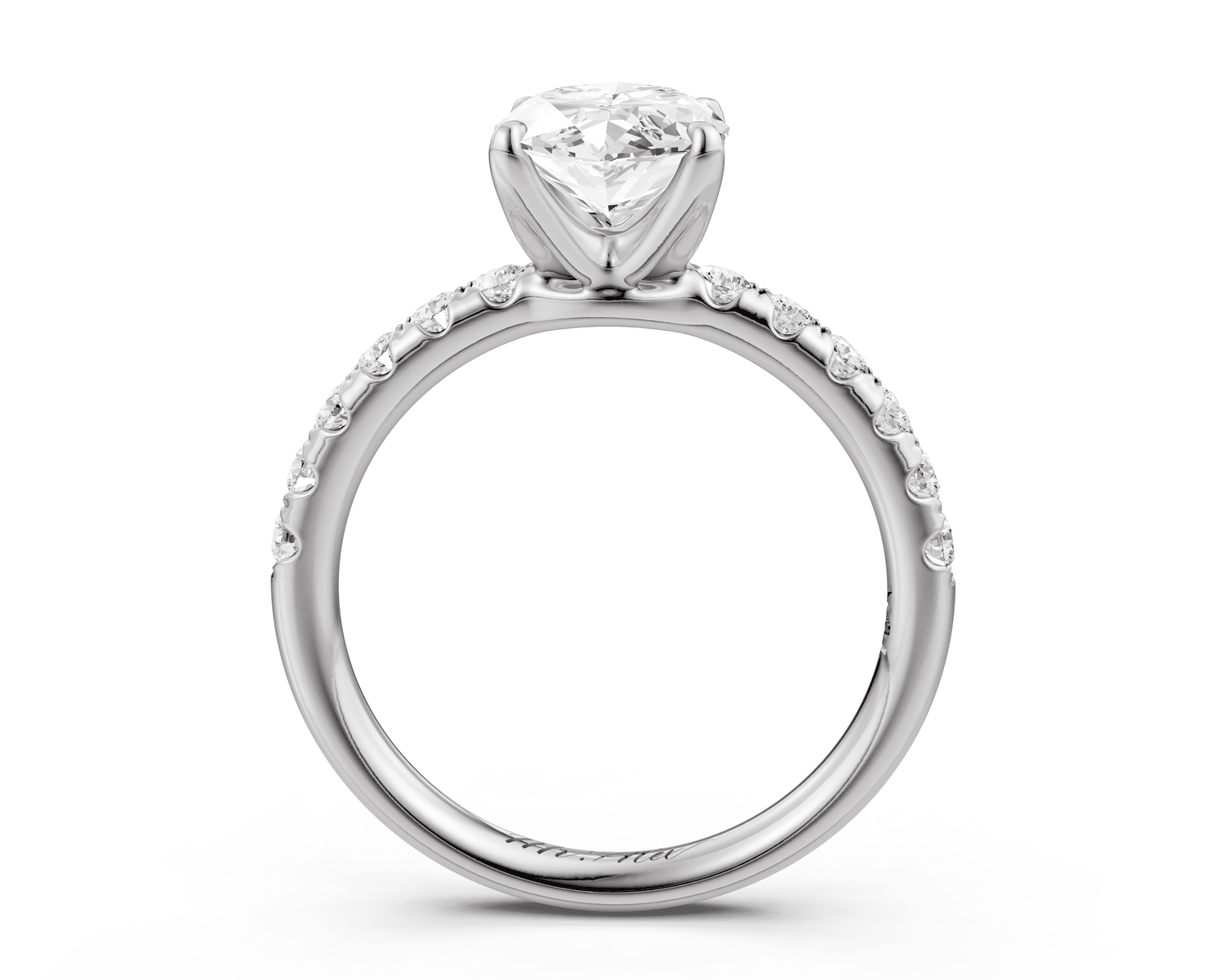 Valeria - 2ct 18k white gold marquise Scalloped Pavé Half Band Engagement Ring - Mr. Alex Jewelry