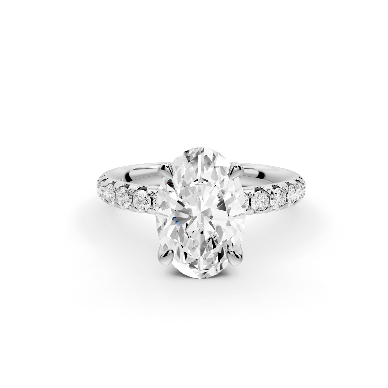 Valeria - 2ct 18k white gold oval Scalloped Pavé Half Band Engagement Ring - Mr. Alex Jewelry