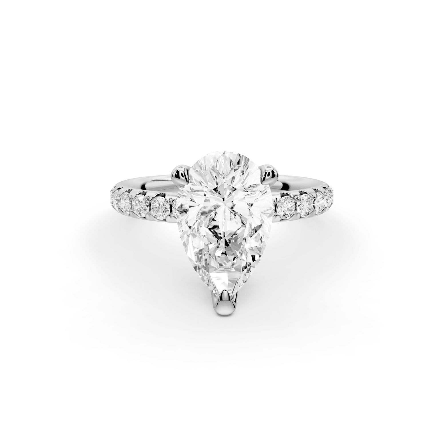 Valeria - 2ct 18k white gold pear Scalloped Pavé Half Band Engagement Ring - Mr. Alex Jewelry