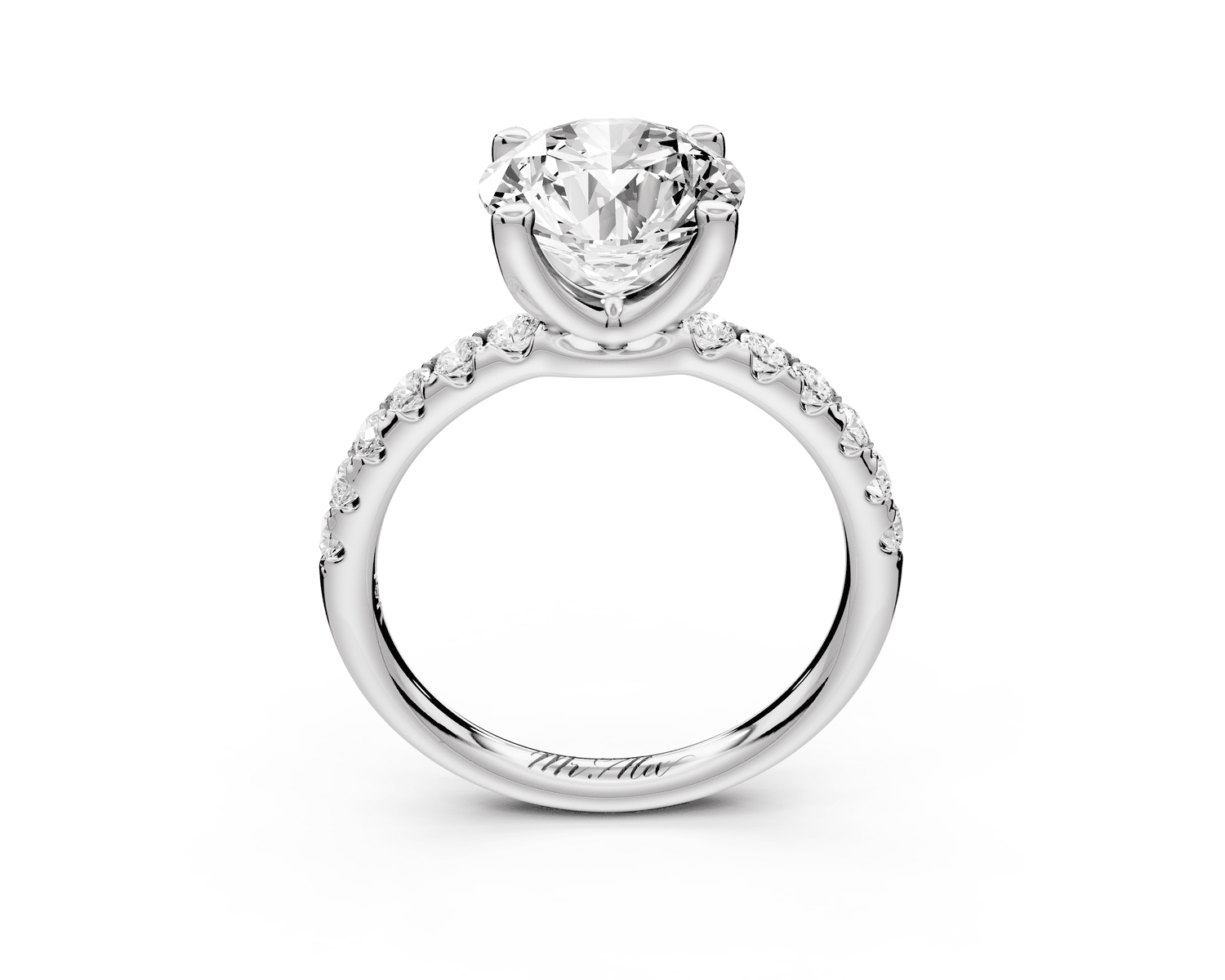 Valeria - 2ct 18k white gold round Scalloped Pavé Half Band Engagement Ring - Mr. Alex Jewelry