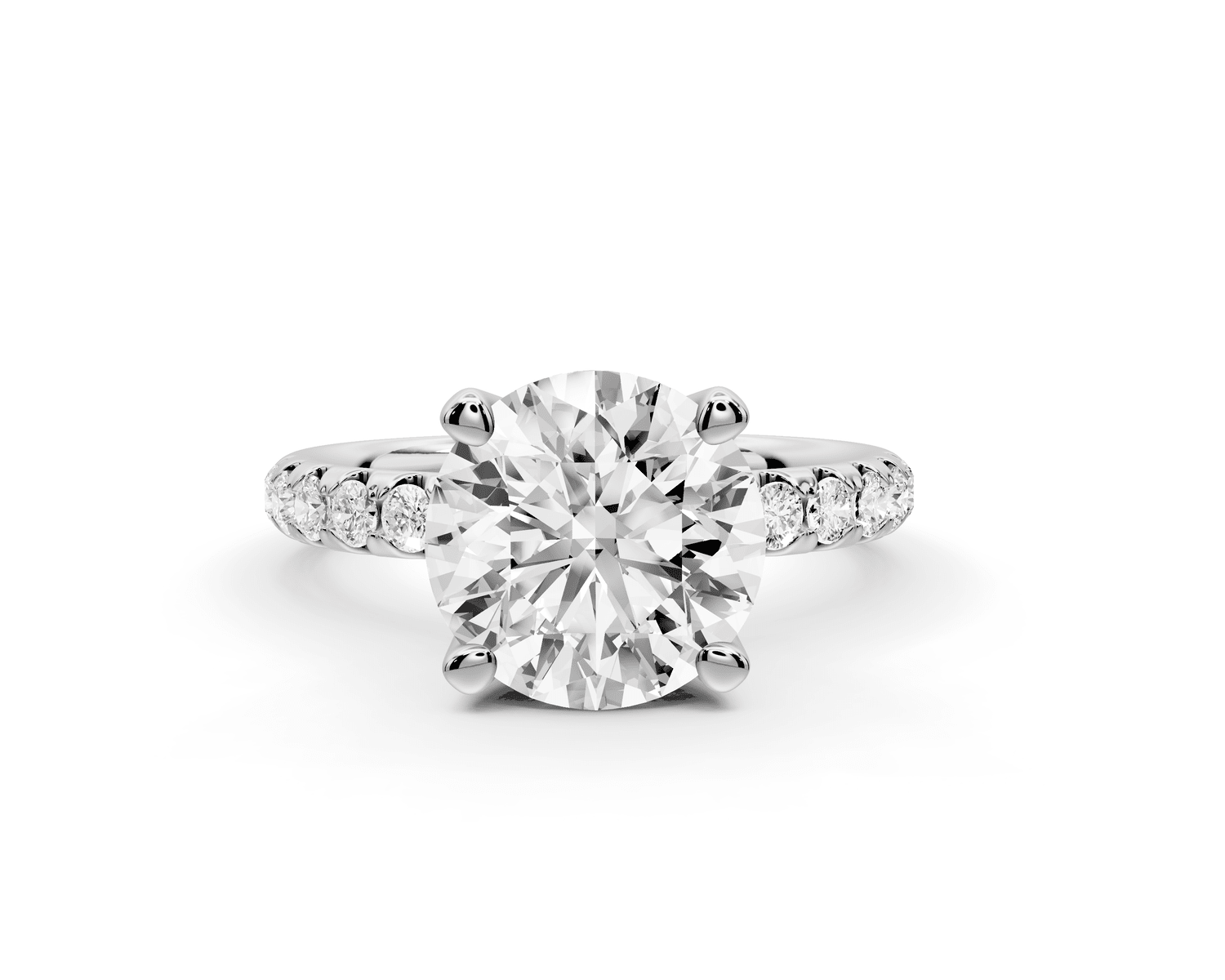 Valeria - 2ct 18k white gold round Scalloped Pavé Half Band Engagement Ring - Mr. Alex Jewelry