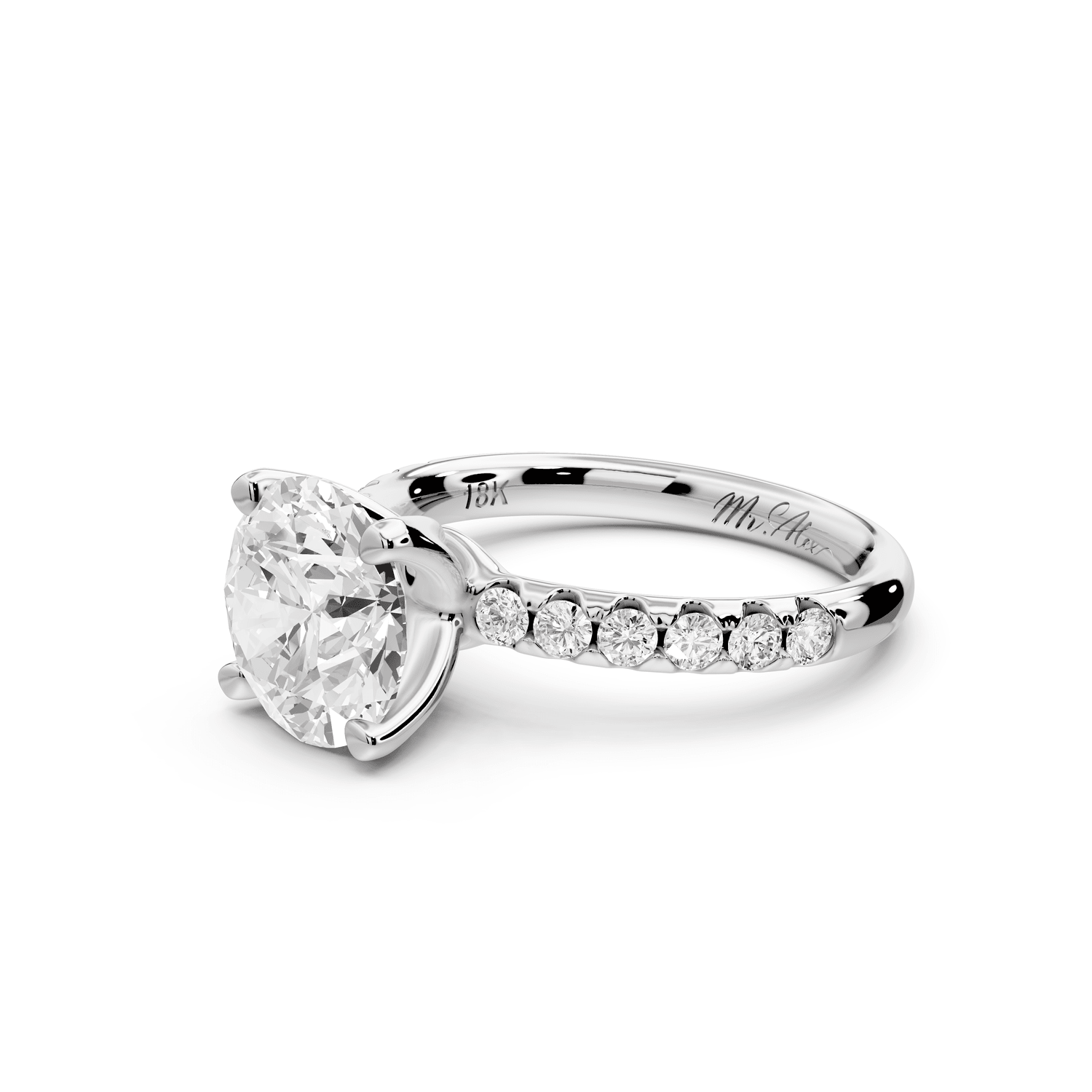 Valeria - 2ct 18k white gold round Scalloped Pavé Half Band Engagement Ring - Mr. Alex Jewelry