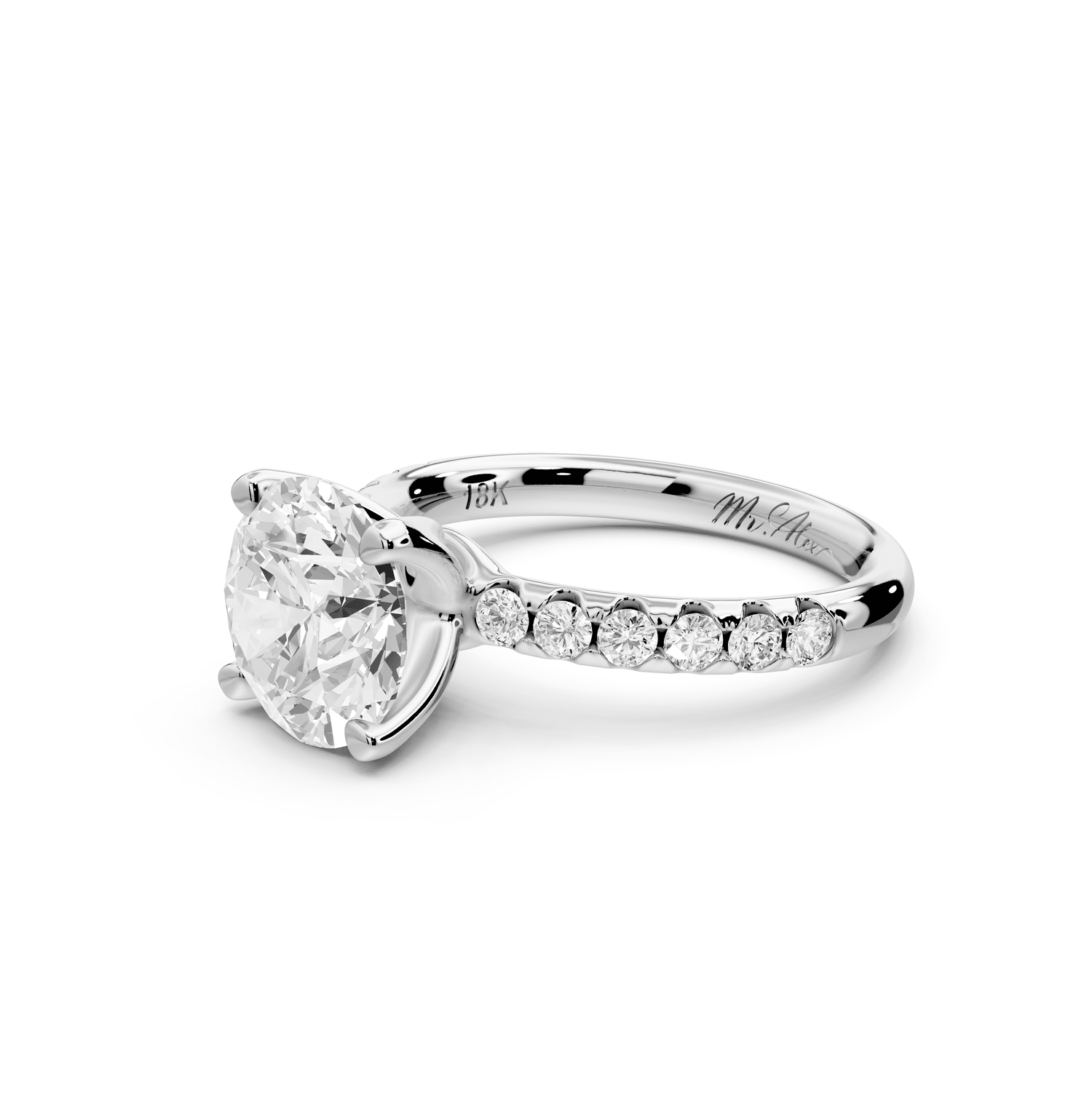 Valeria - 2ct 18k white gold round Scalloped Pavé Half Band Engagement Ring - Mr. Alex Jewelry