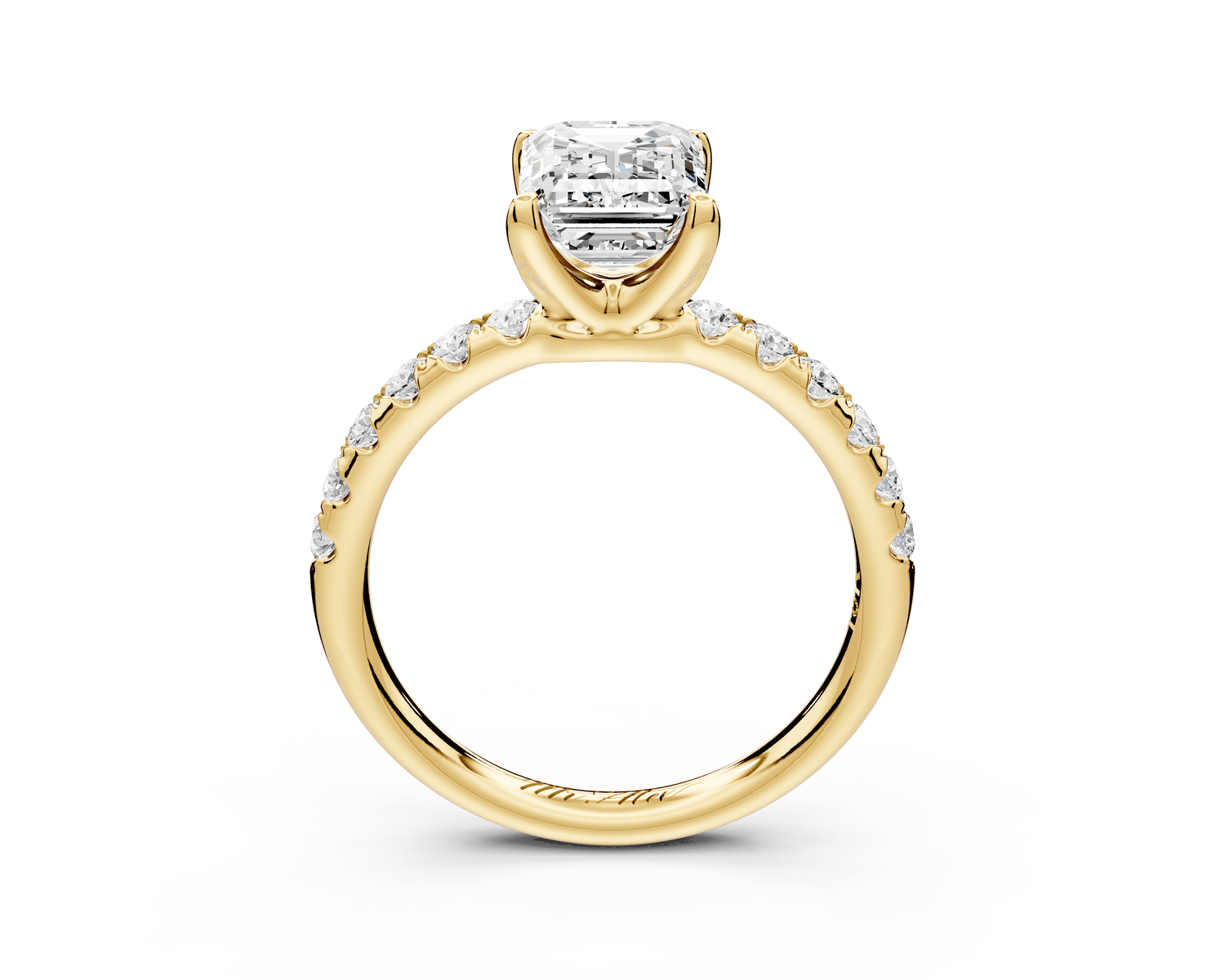 Valeria - 2ct 18k yellow gold emerald Scalloped Pavé Half Band Engagement Ring - Mr. Alex Jewelry