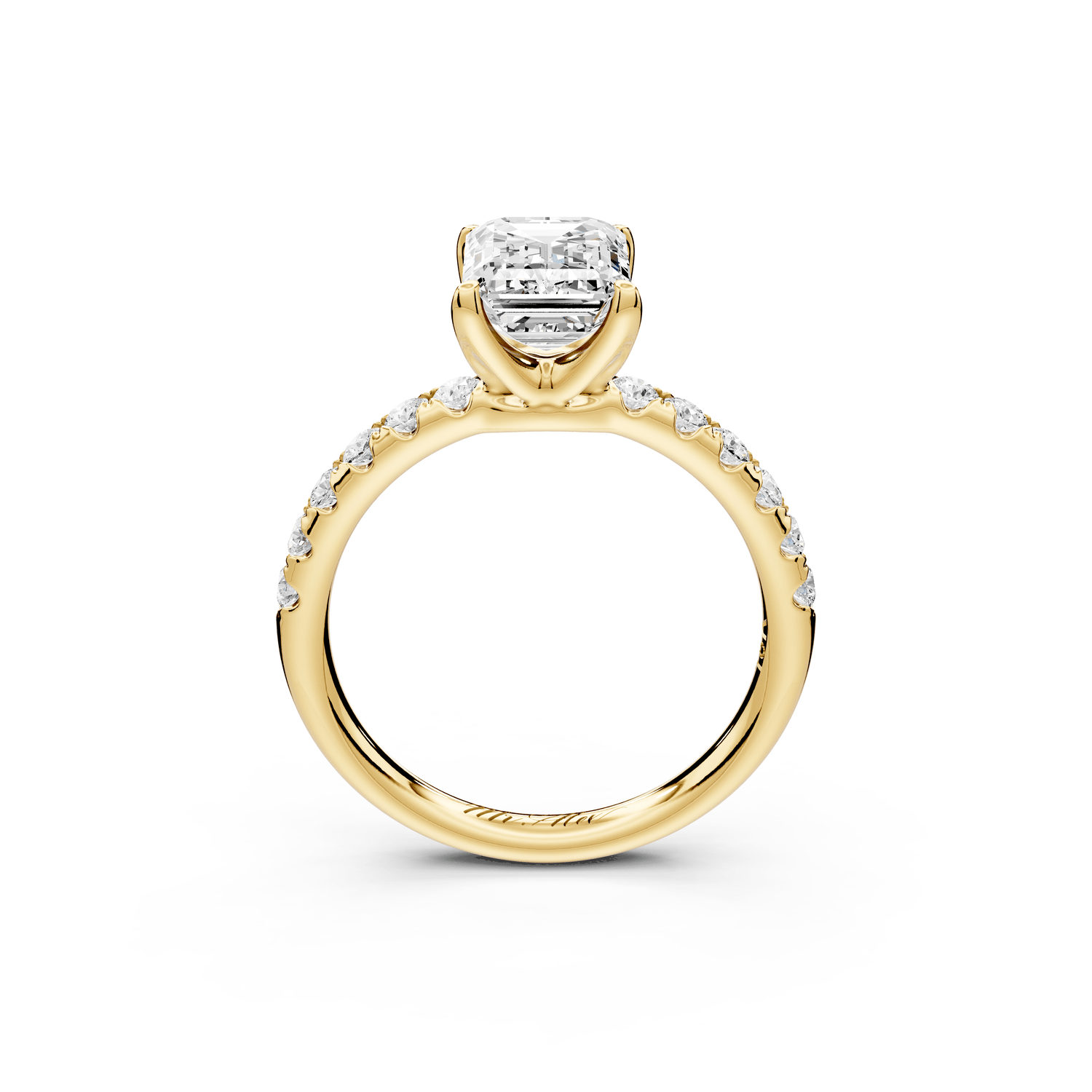 Valeria - 2ct 18k yellow gold emerald Scalloped Pavé Half Band Engagement Ring - Mr. Alex Jewelry