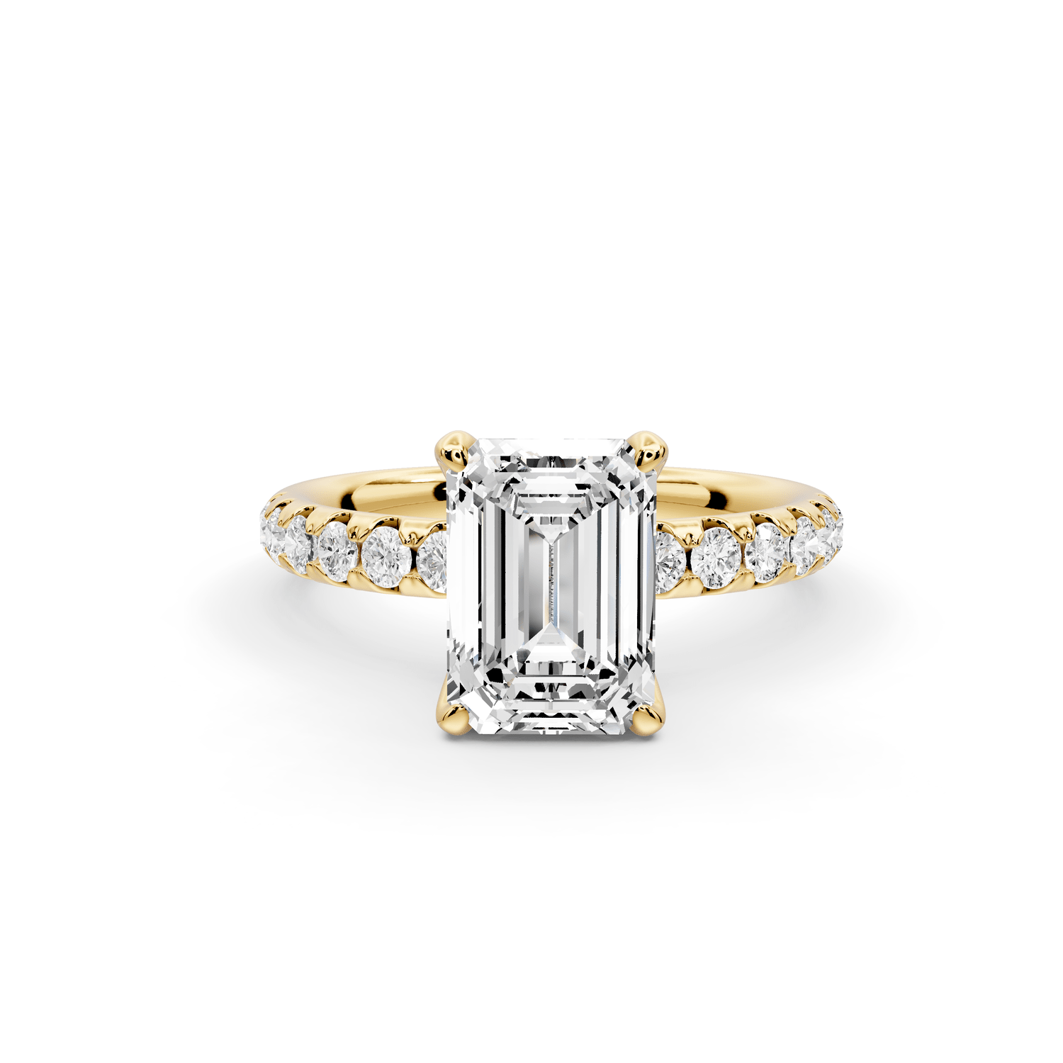 Valeria - 2ct 18k yellow gold emerald Scalloped Pavé Half Band Engagement Ring - Mr. Alex Jewelry