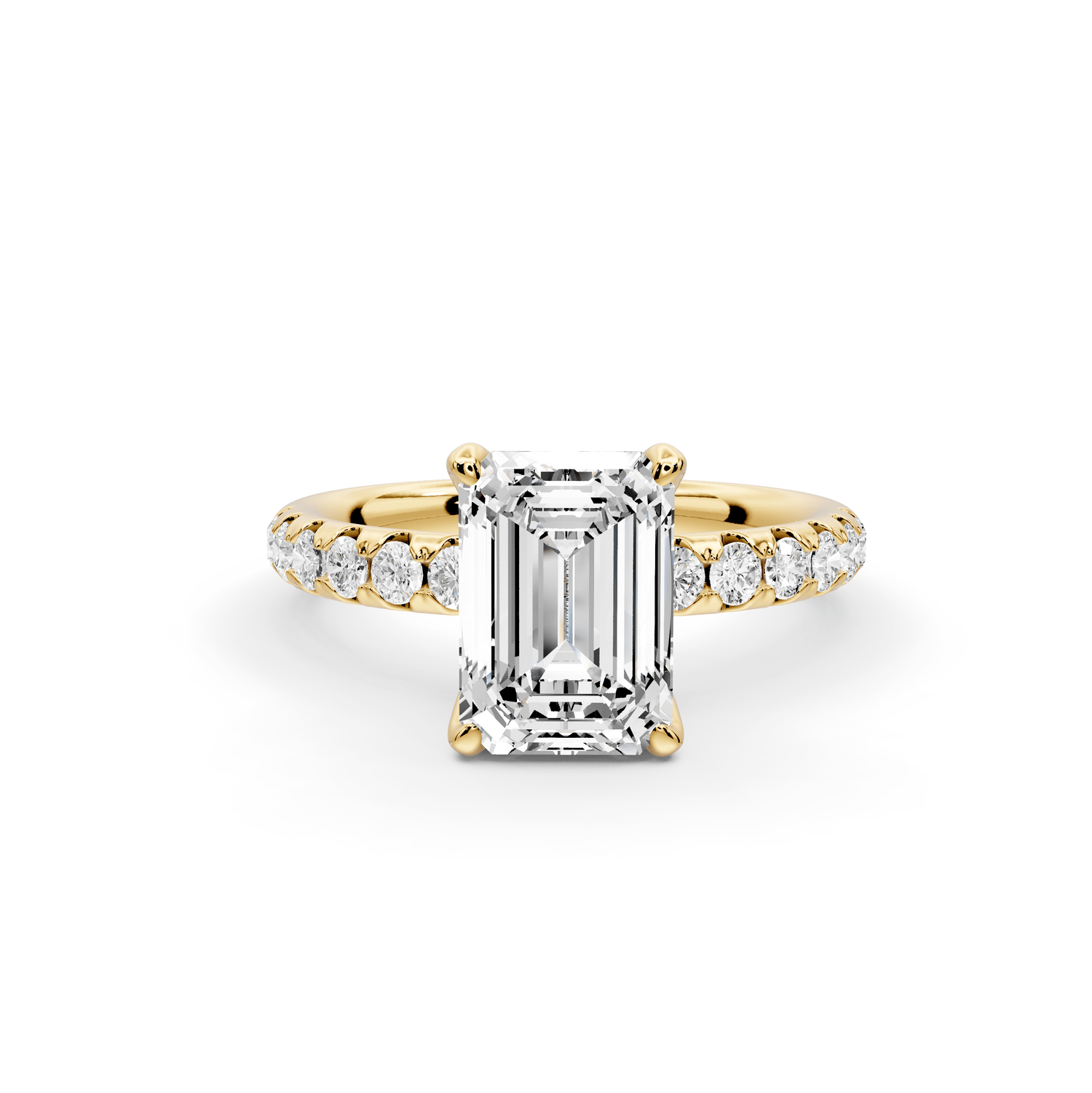Valeria - 2ct 18k yellow gold emerald Scalloped Pavé Half Band Engagement Ring - Mr. Alex Jewelry