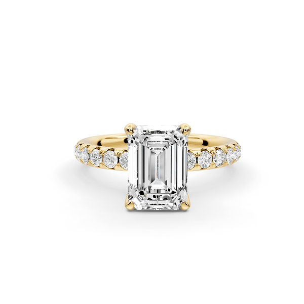 Valeria - 2ct 18k yellow gold emerald Scalloped Pavé Half Band Engagement Ring - Mr. Alex Jewelry