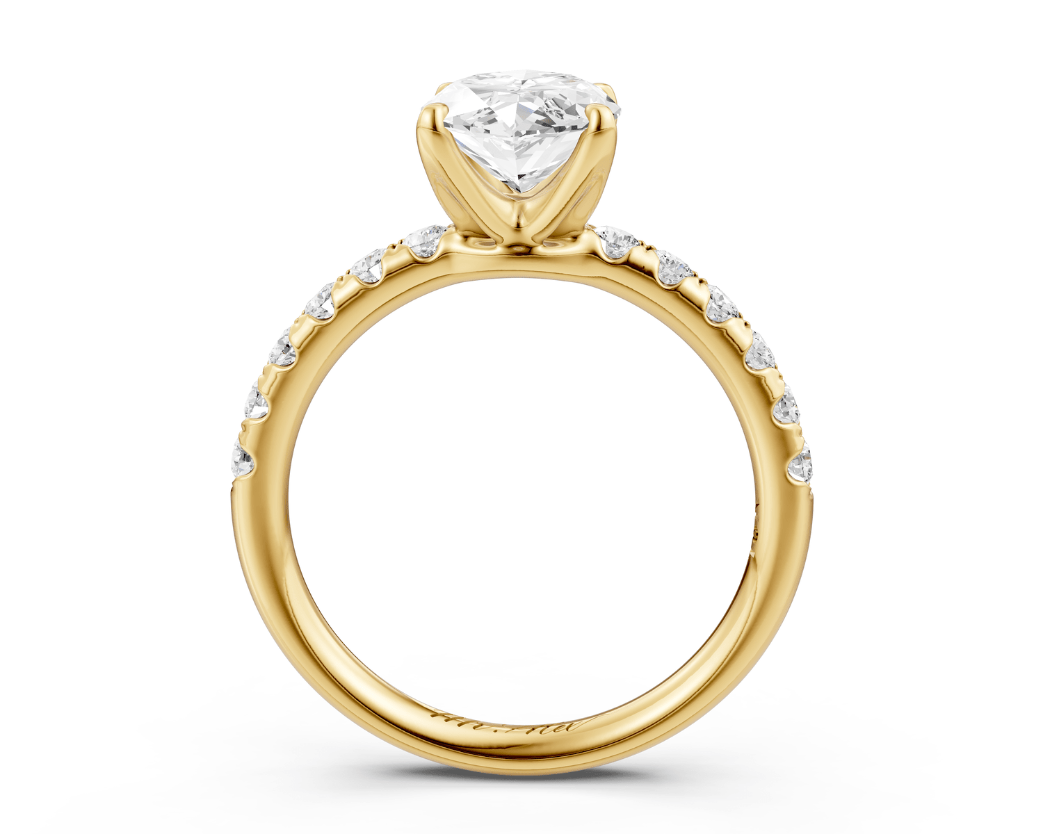 Valeria - 2ct 18k yellow gold marquise Scalloped Pavé Half Band Engagement Ring - Mr. Alex Jewelry