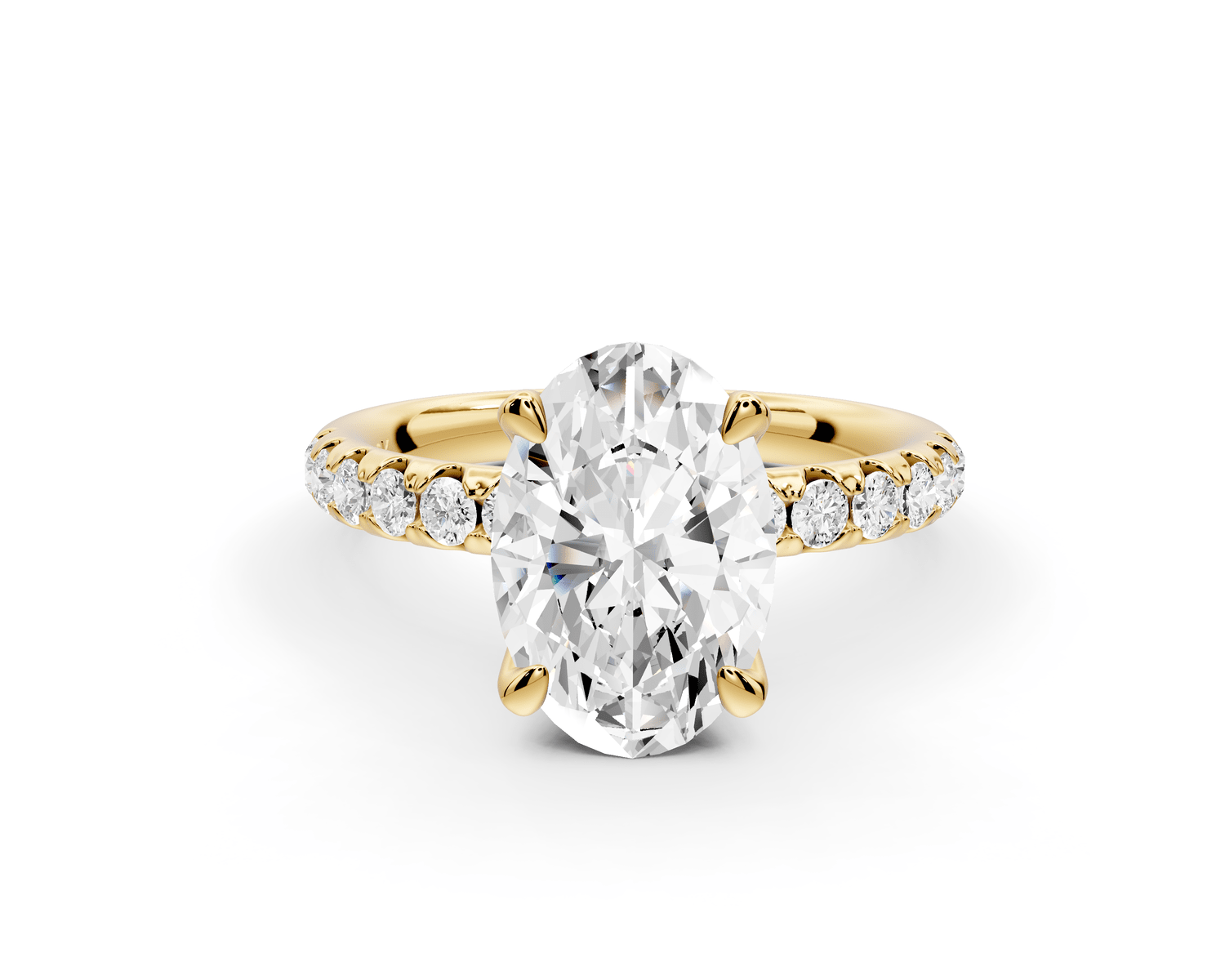 Valeria - 2ct 18k yellow gold oval Scalloped Pavé Half Band Engagement Ring - Mr. Alex Jewelry