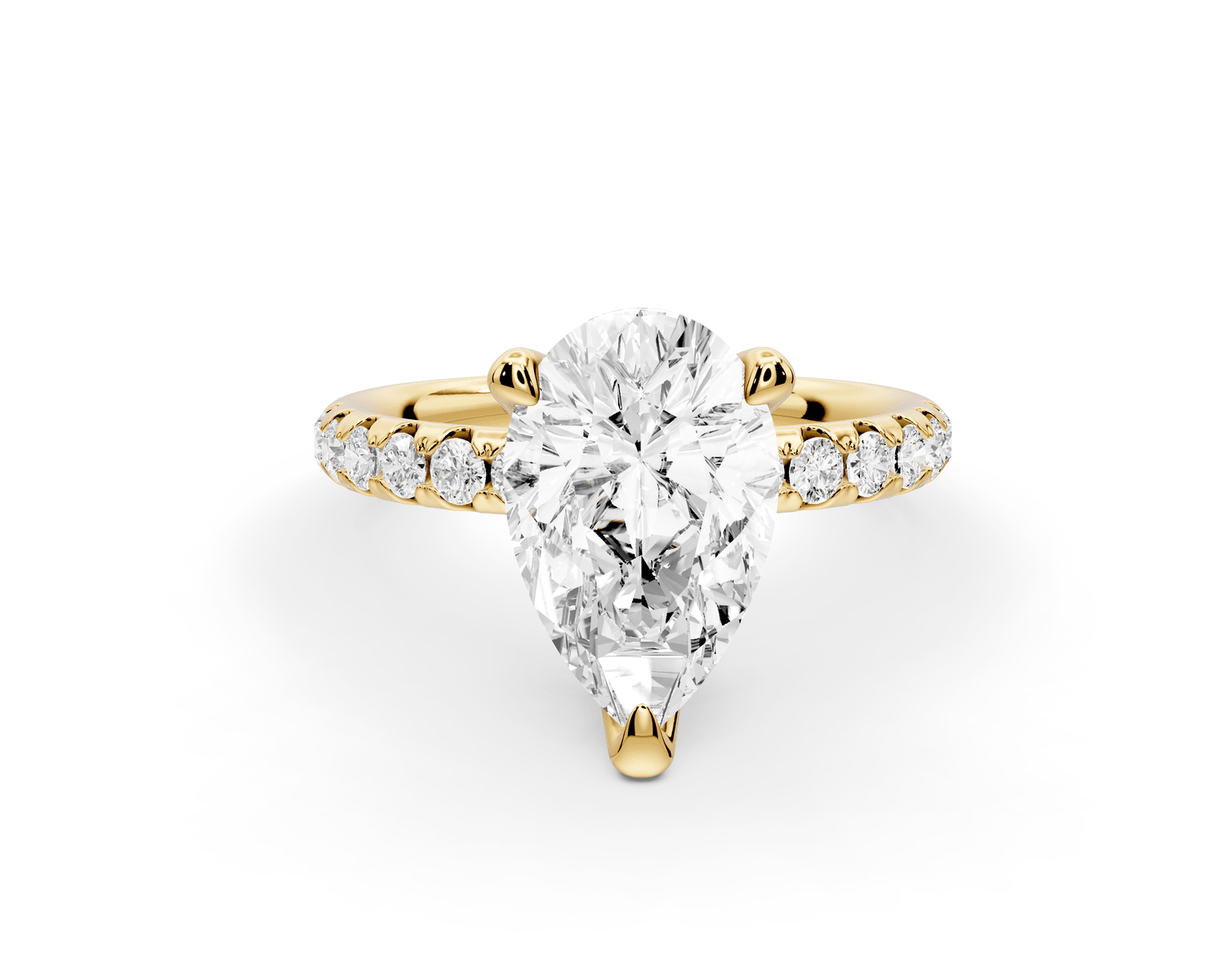 Valeria - 2ct 18k yellow gold pear Scalloped Pavé Half Band Engagement Ring - Mr. Alex Jewelry