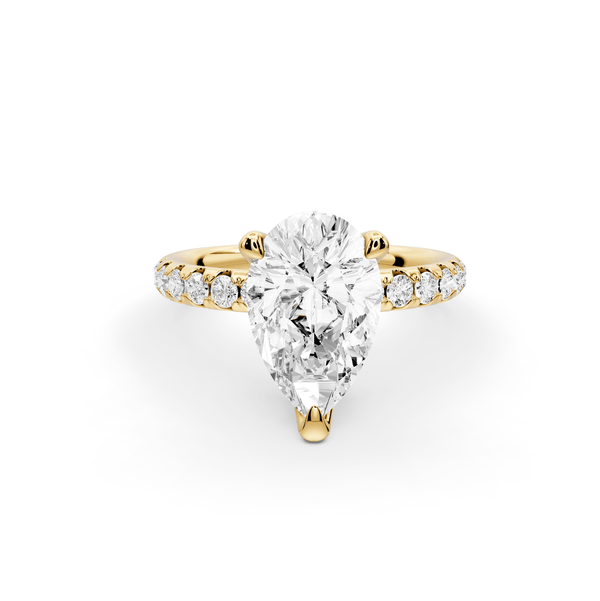 Valeria - 2ct 18k yellow gold pear Scalloped Pavé Half Band Engagement Ring - Mr. Alex Jewelry