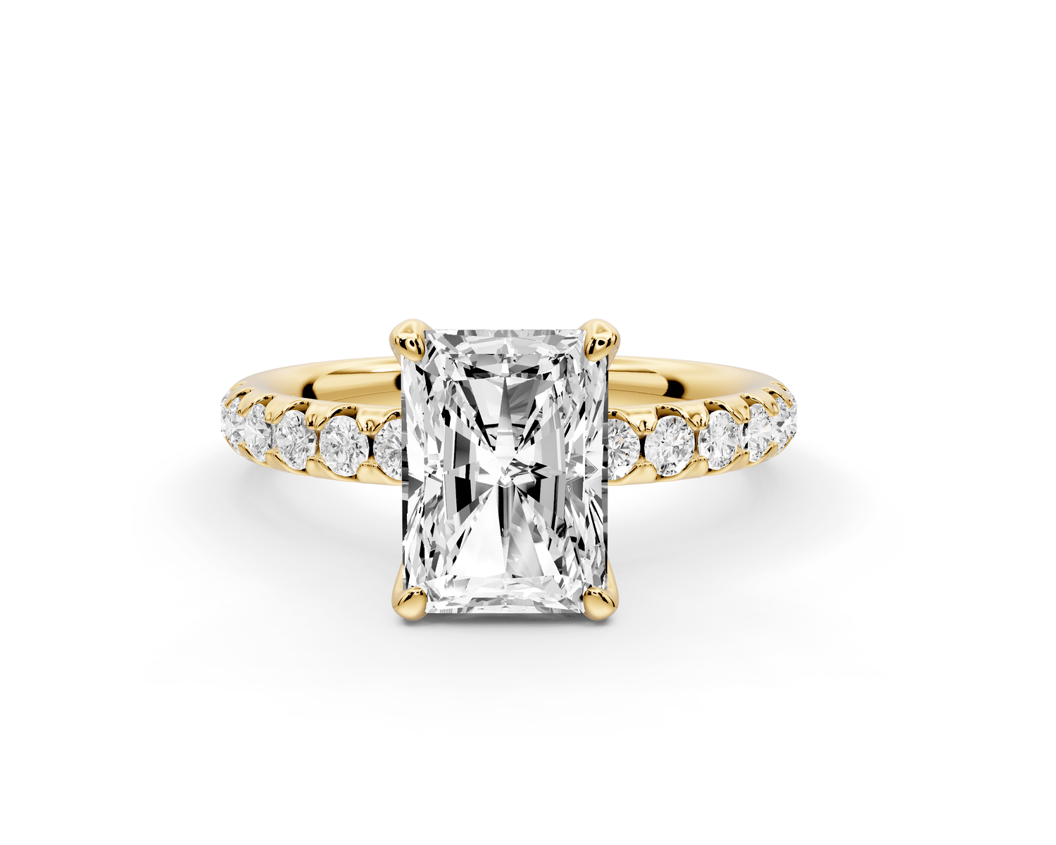 Valeria - 2ct 18k yellow gold radiant Scalloped Pavé Half Band Engagement Ring - Mr. Alex Jewelry