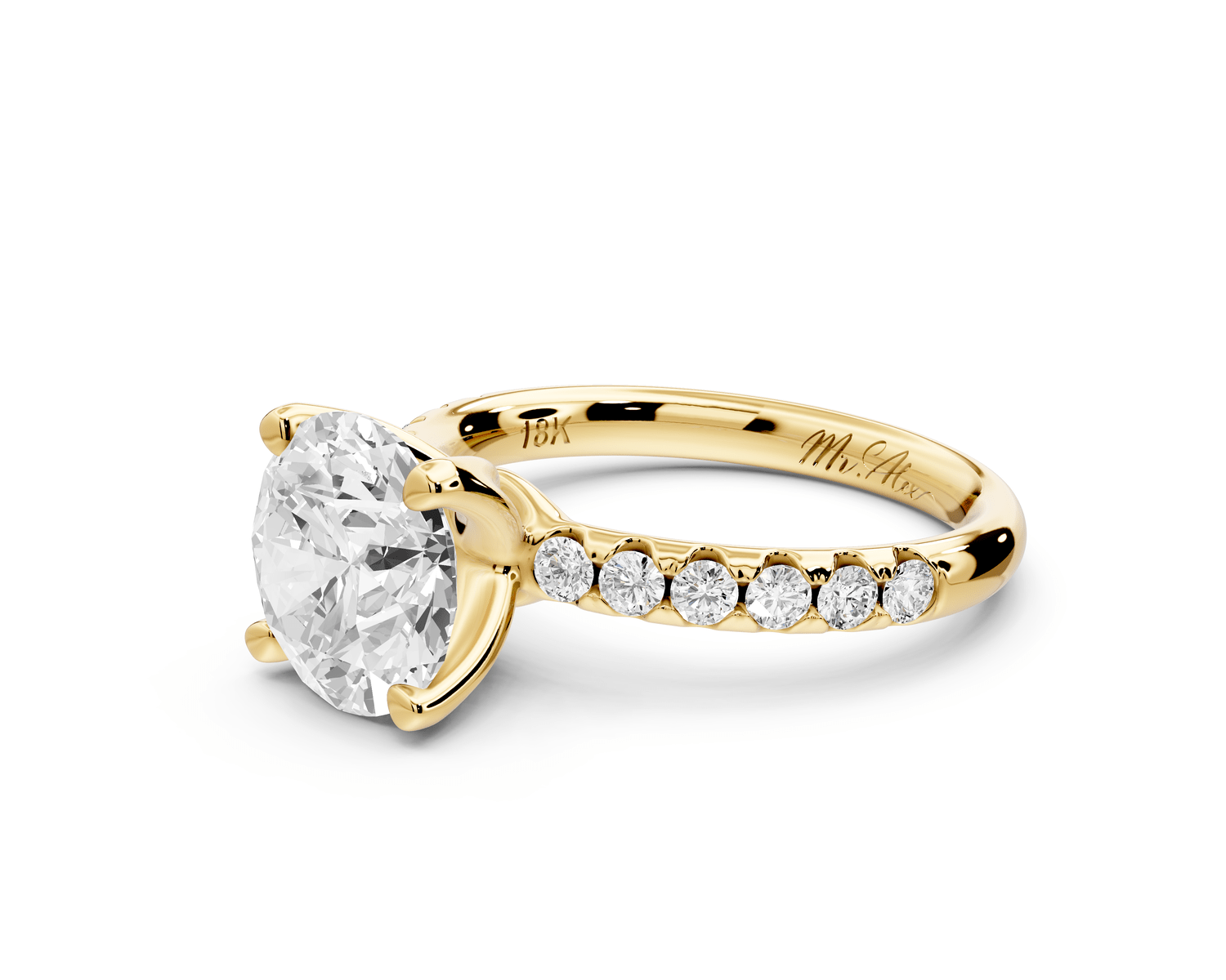 Valeria - 2ct 18k yellow gold round Scalloped Pavé Half Band Engagement Ring - Mr. Alex Jewelry