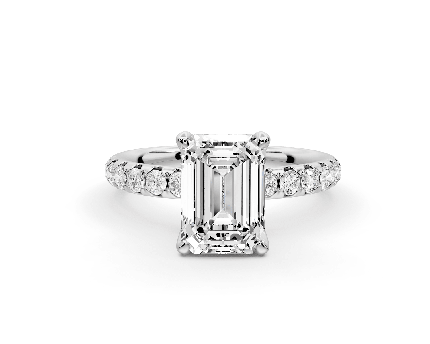 Valeria - 2ct platinum emerald Scalloped Pavé Half Band Engagement Ring - Mr. Alex Jewelry