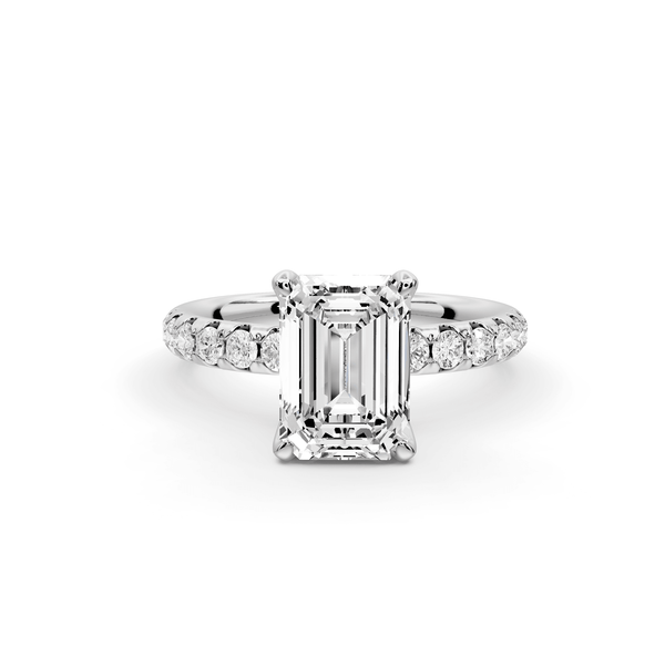 Valeria - 2ct platinum emerald Scalloped Pavé Half Band Engagement Ring - Mr. Alex Jewelry
