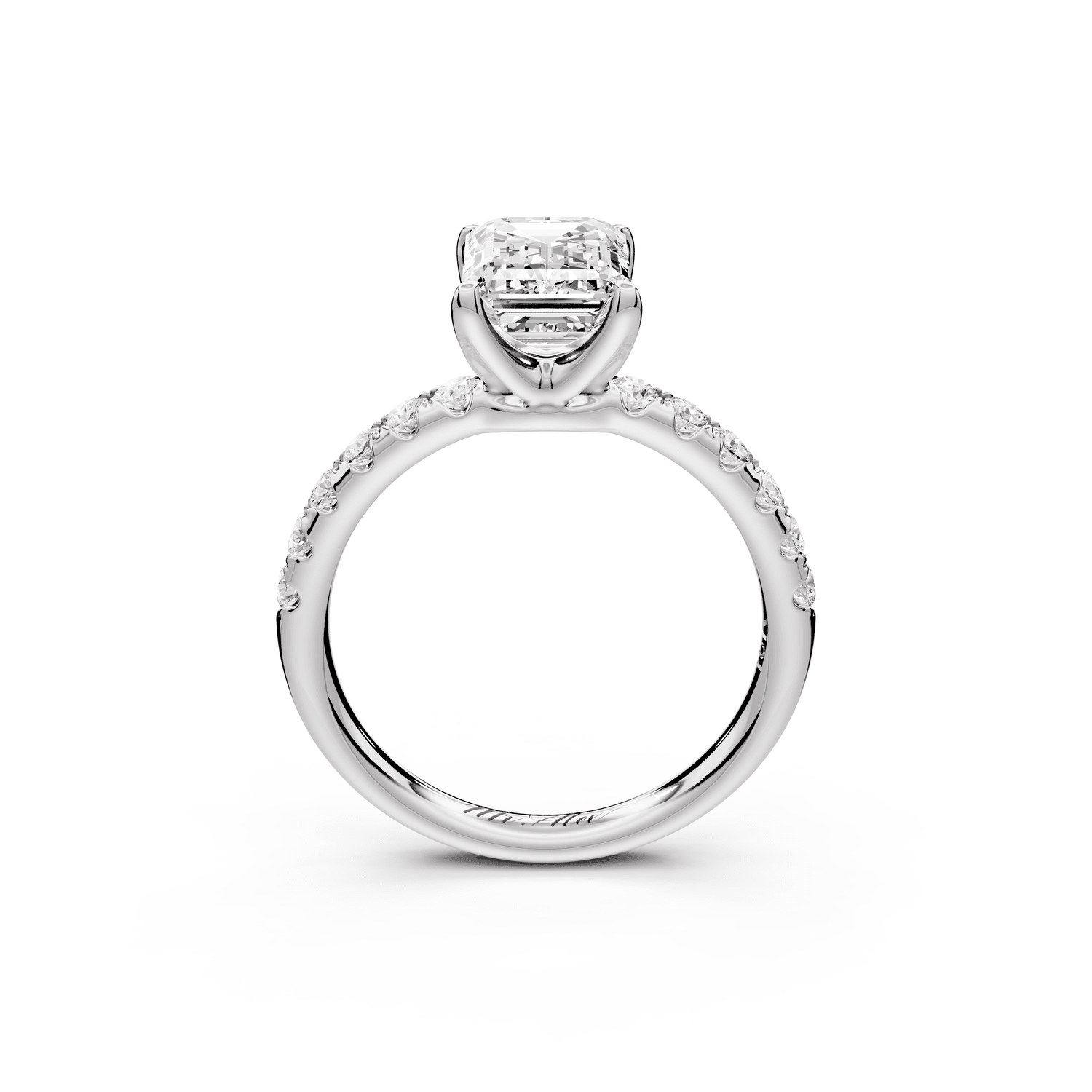 Valeria - 2ct platinum emerald Scalloped Pavé Half Band Engagement Ring - Mr. Alex Jewelry