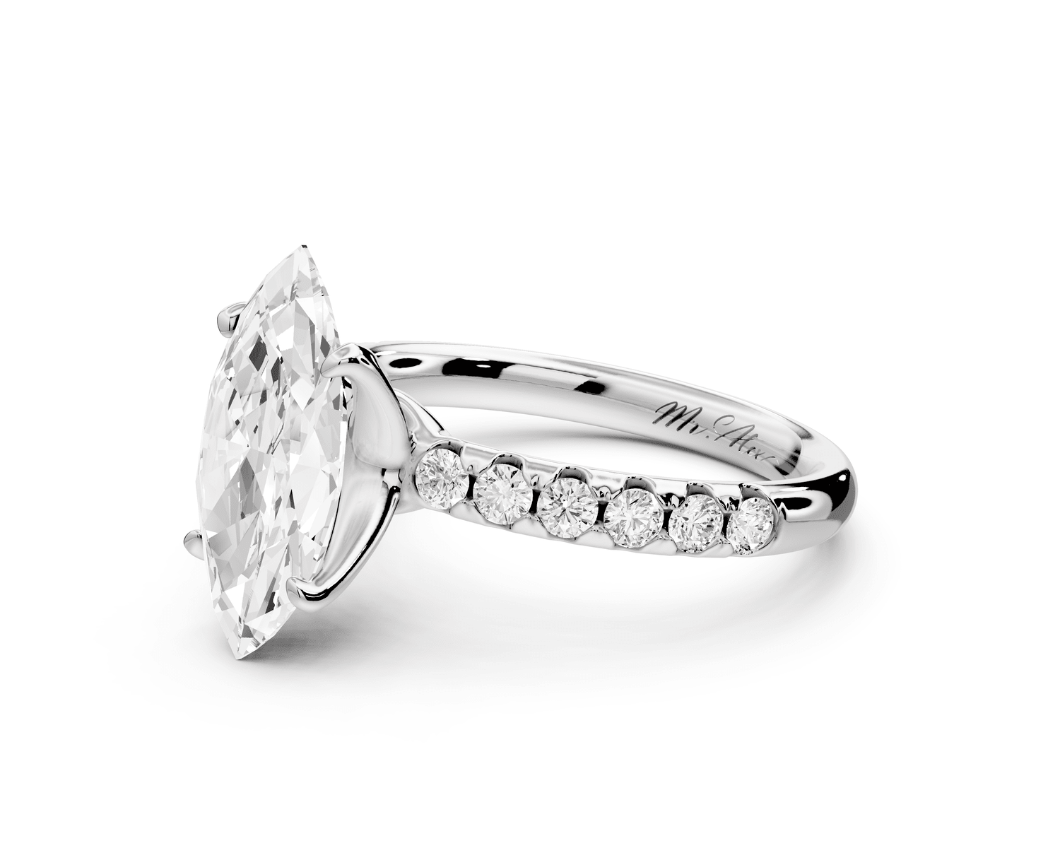Valeria - 2ct platinum marquise Scalloped Pavé Half Band Engagement Ring - Mr. Alex Jewelry