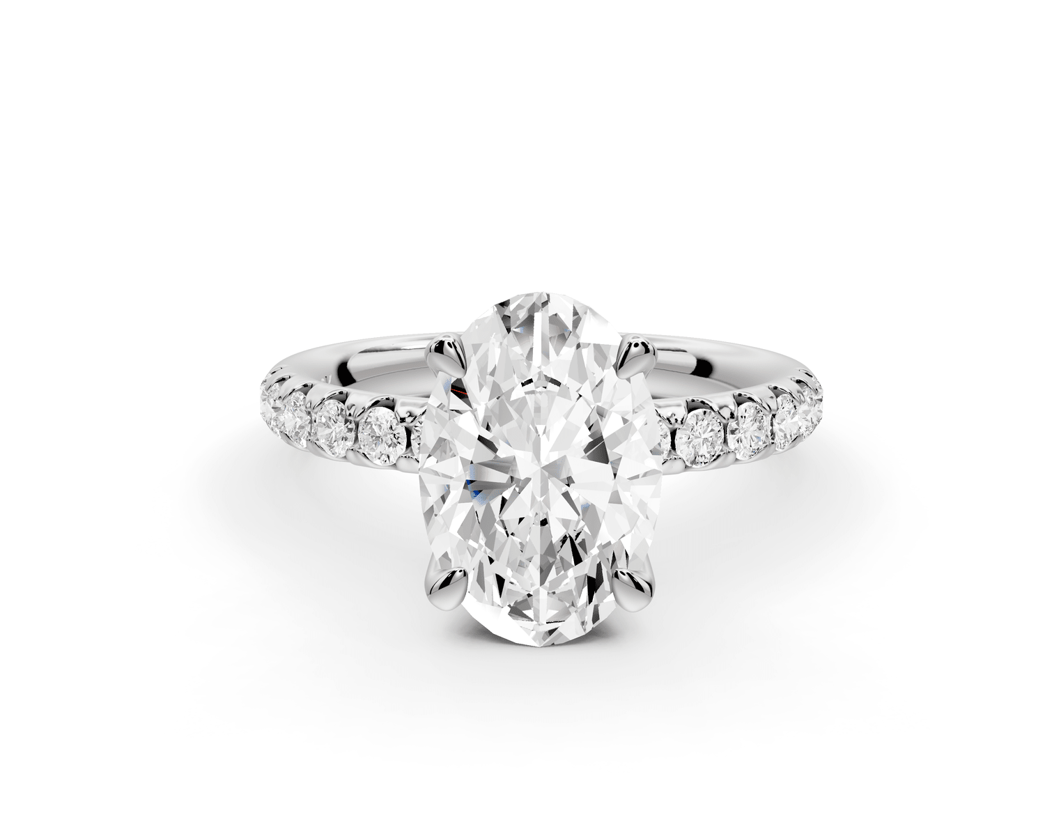 Valeria - 2ct platinum oval Scalloped Pavé Half Band Engagement Ring - Mr. Alex Jewelry